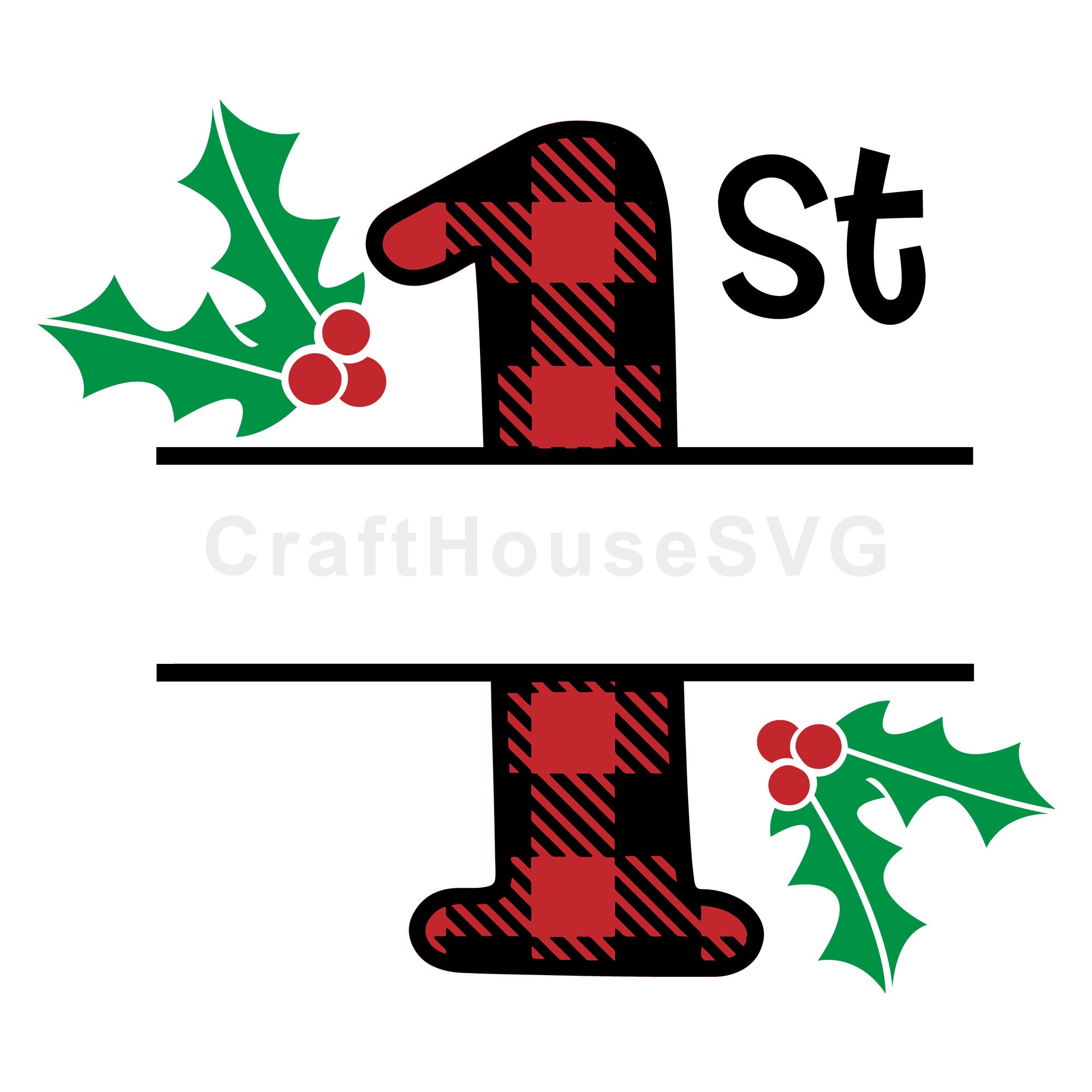 First Christmas Plaid Monogram SVG