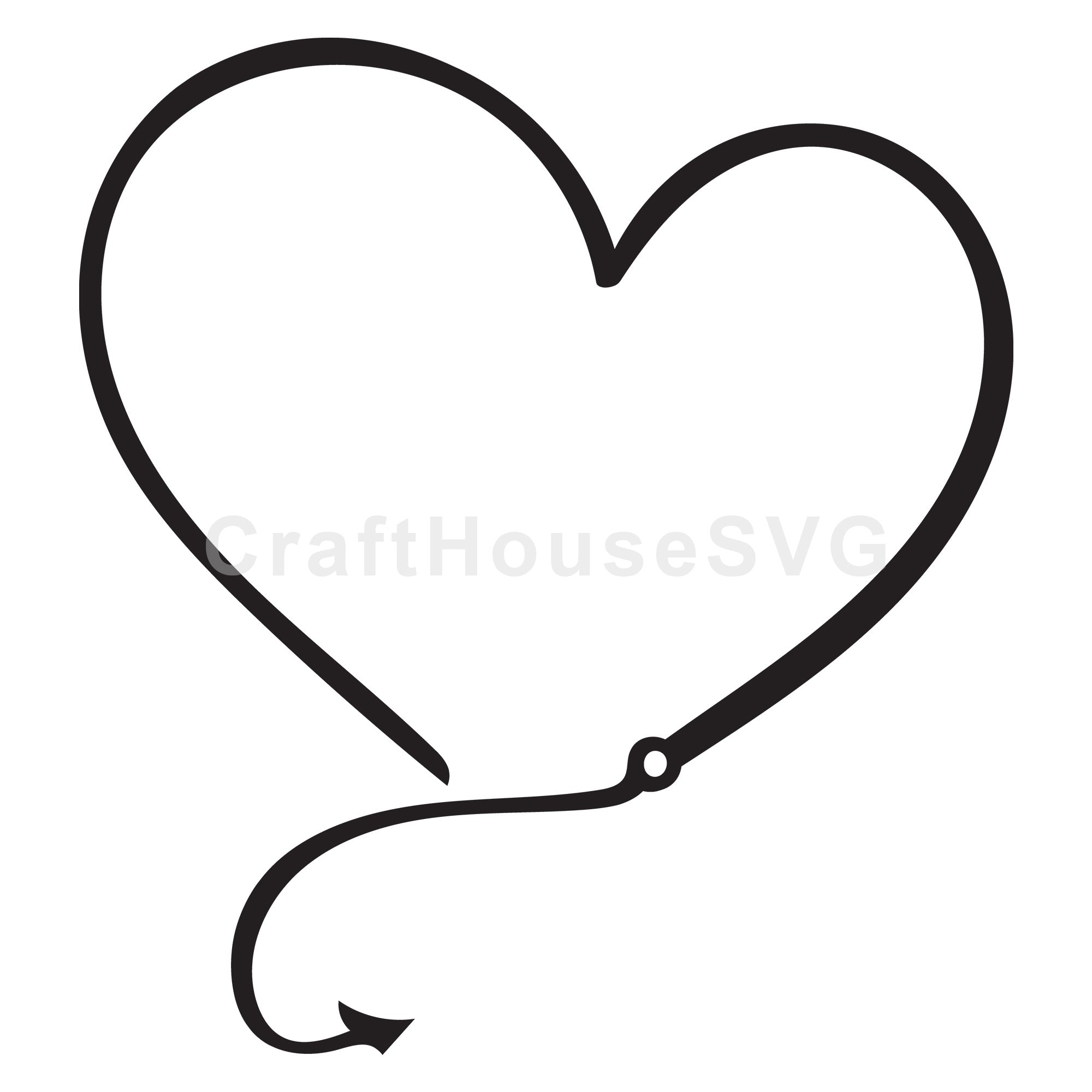 Heart Shaped Hook Fishing SVG