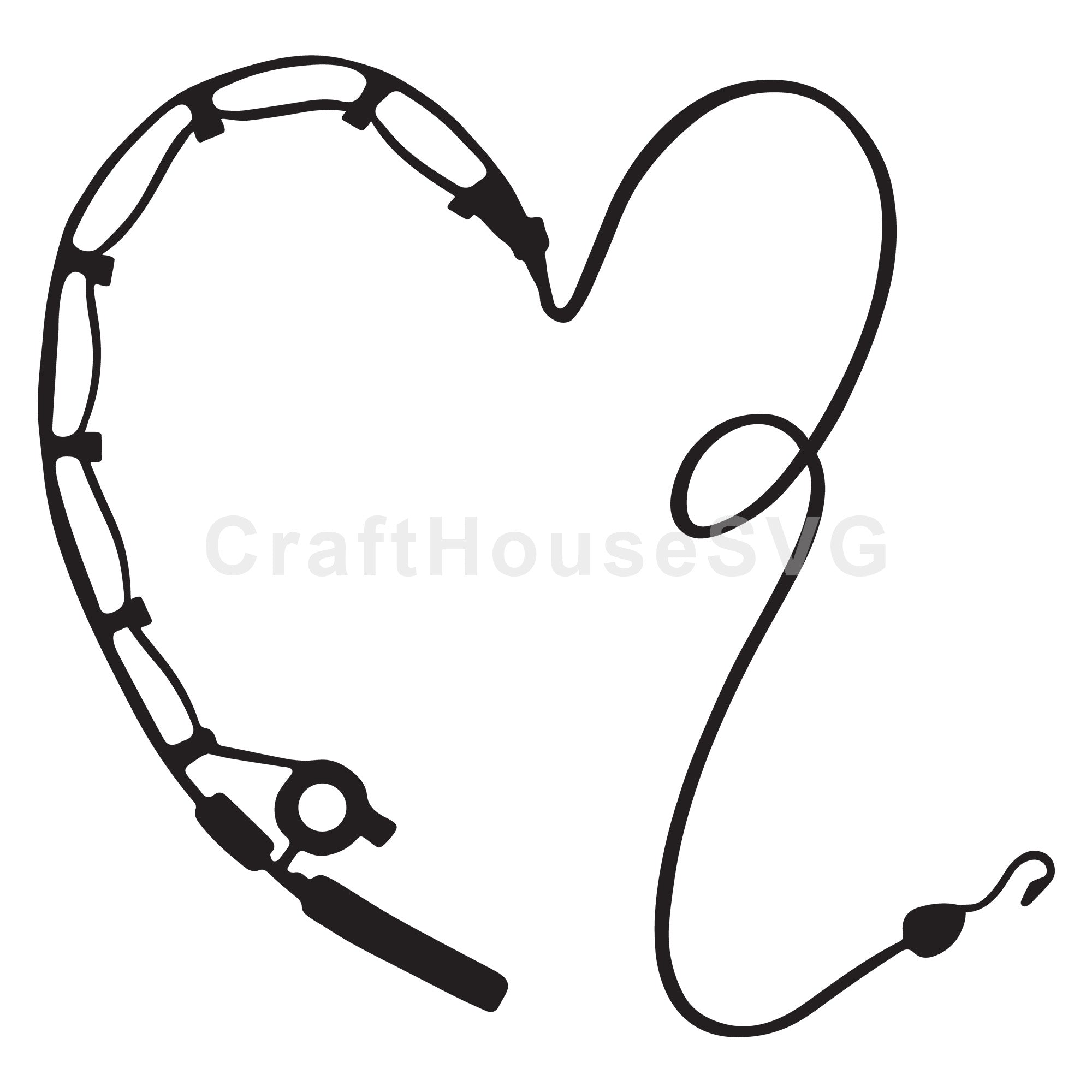 Heart Shaped Fishing Rod SVG