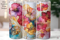 FREE Floral Alcohol Ink 20oz Tumbler Wrap Sublimation Design PNG - Craft House SVG