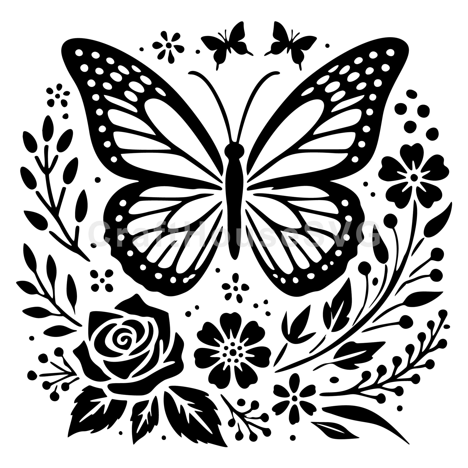 Floral Butterfly SVG - Craft House SVG