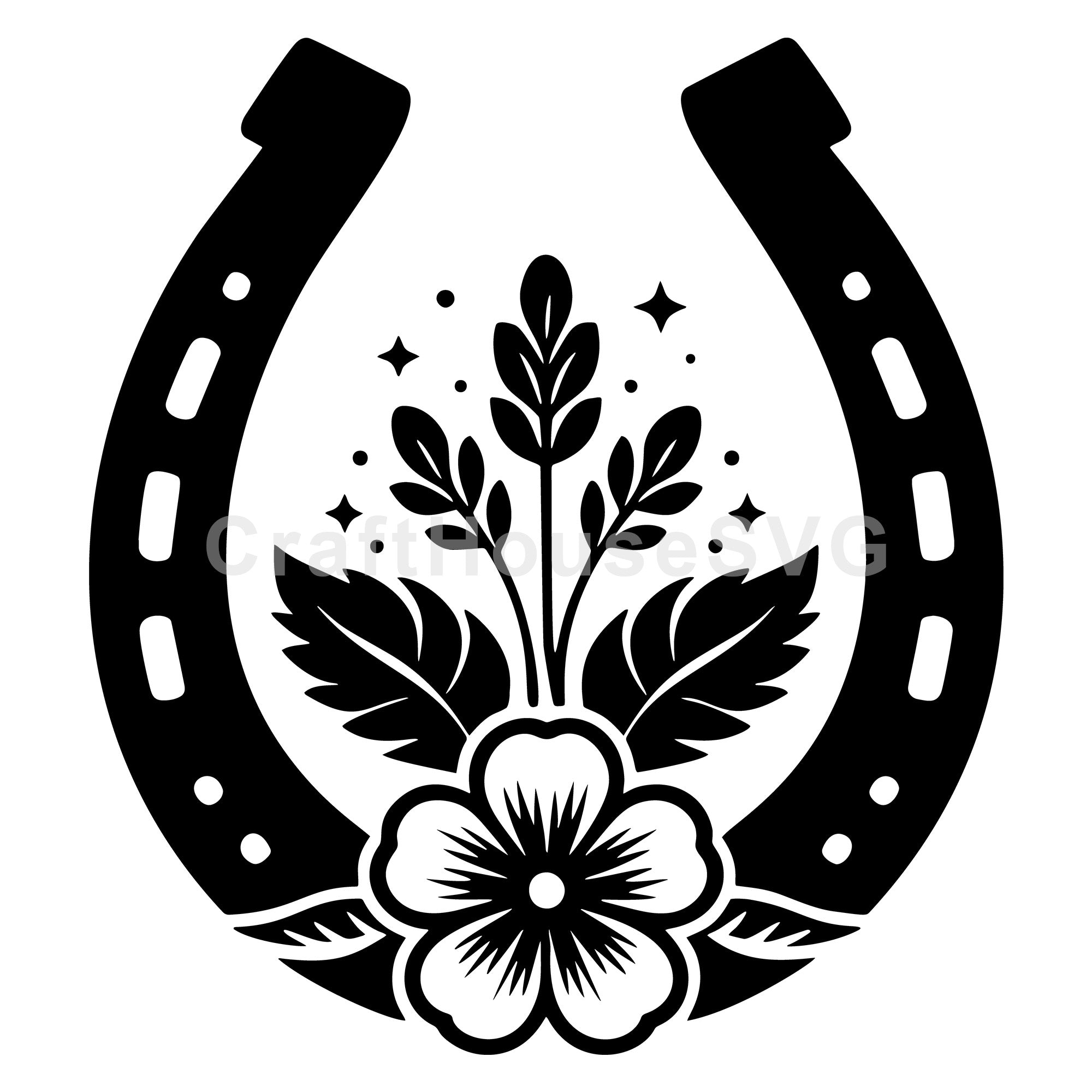 Floral Horseshoe SVG