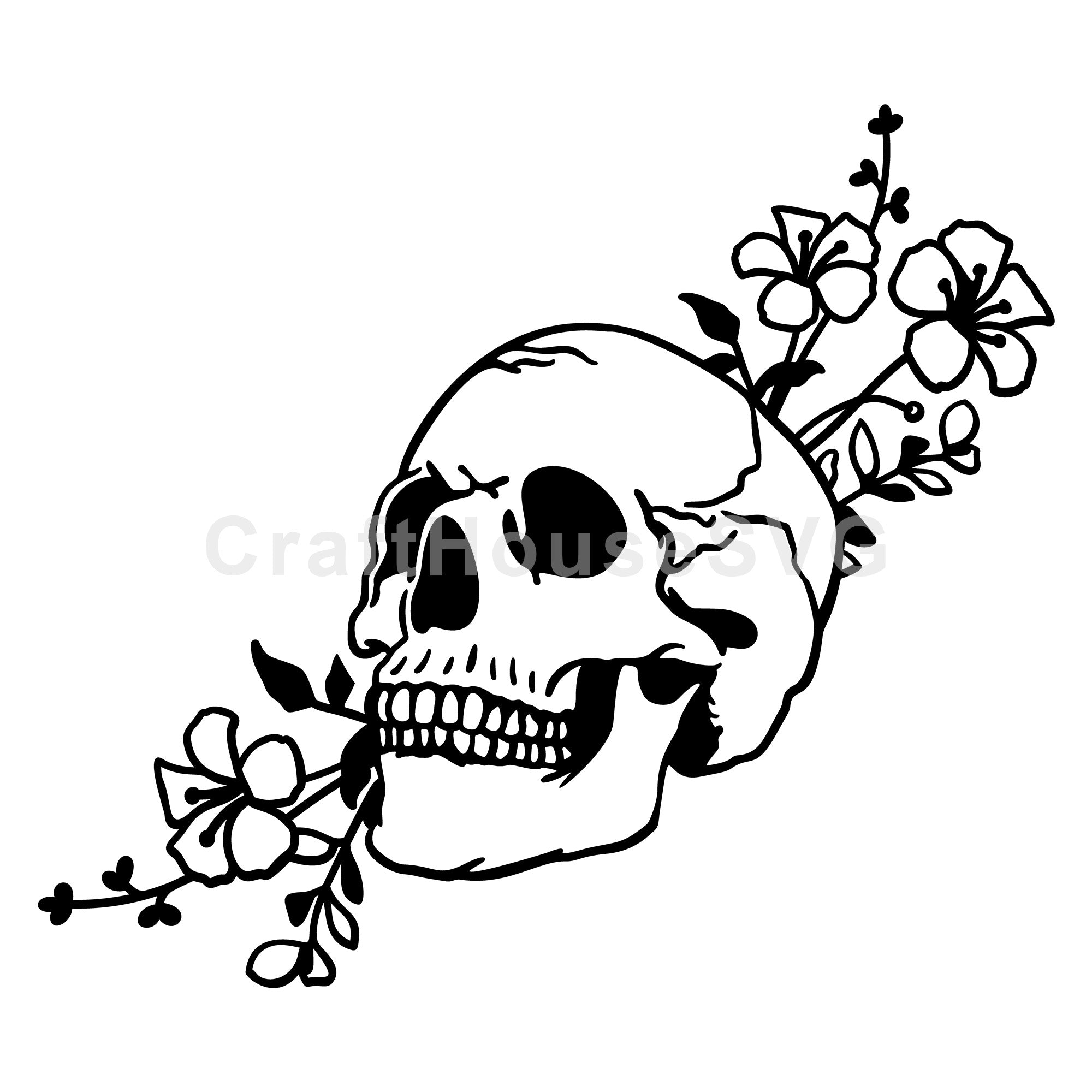 Floral Skull SVG Halloween Cut File