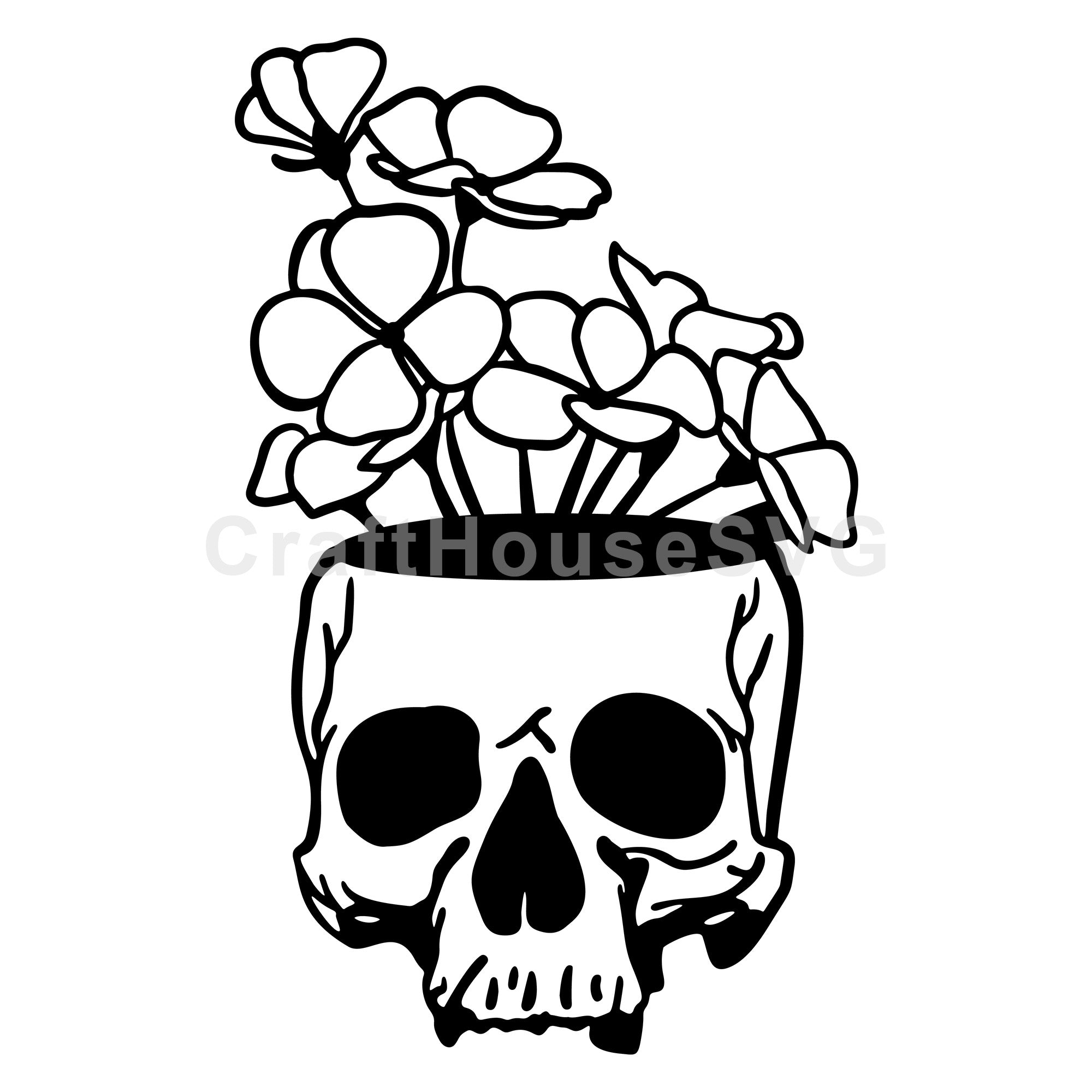 Floral Skull SVG Halloween Cut File