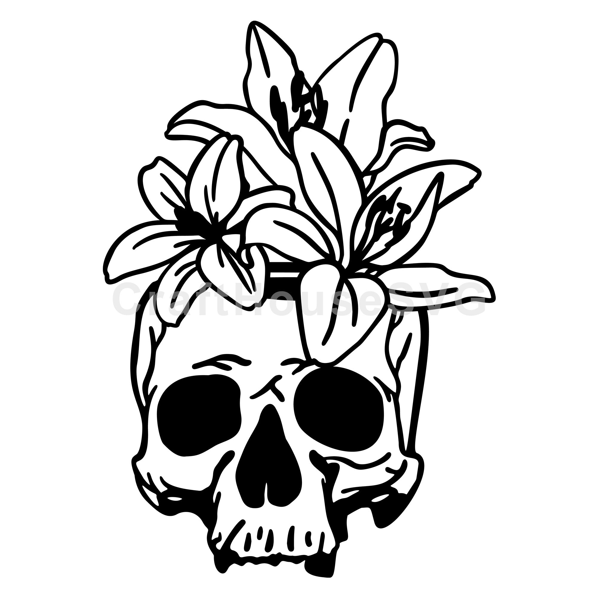 Floral Skull SVG Halloween Cut File