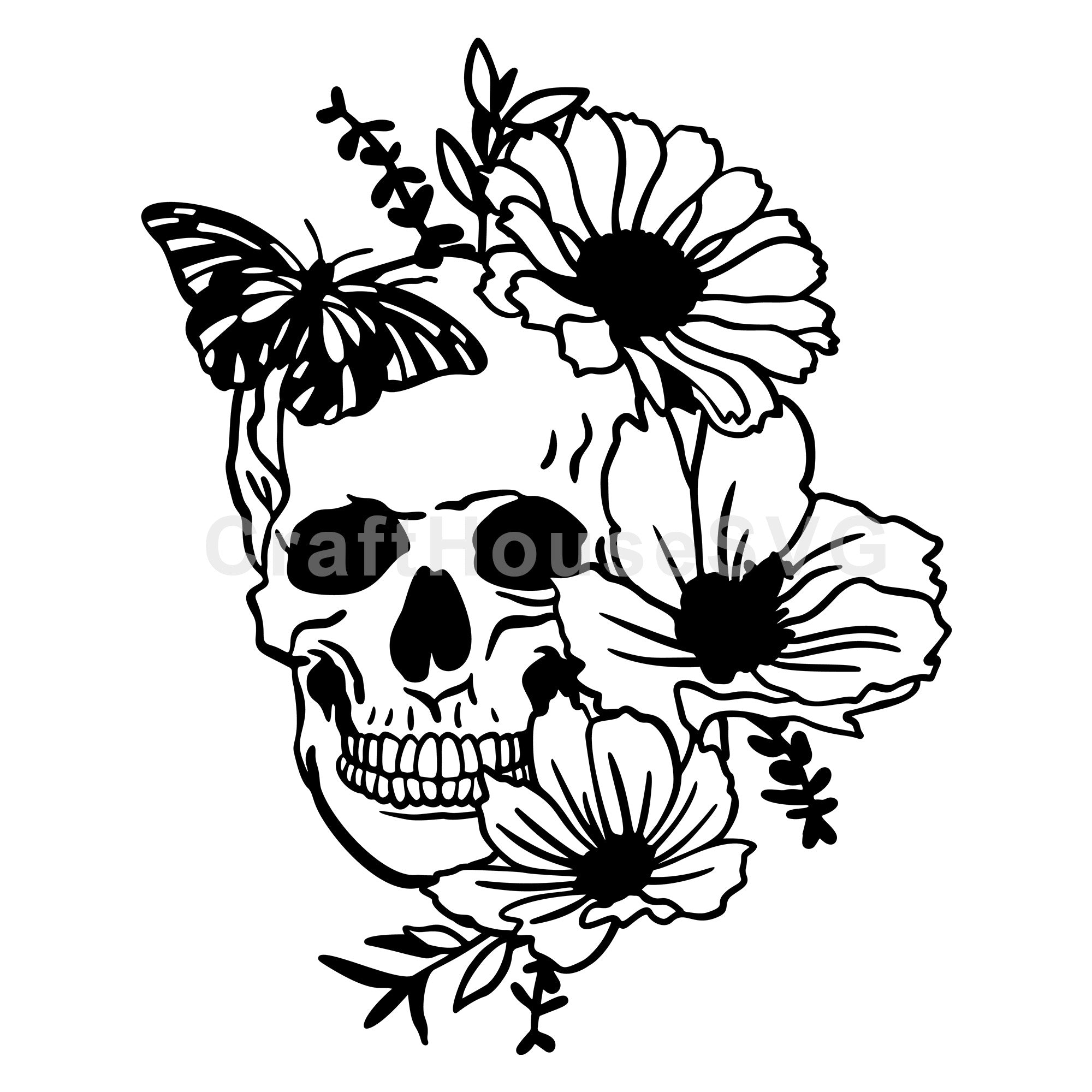 Floral Skull SVG Halloween Cut File