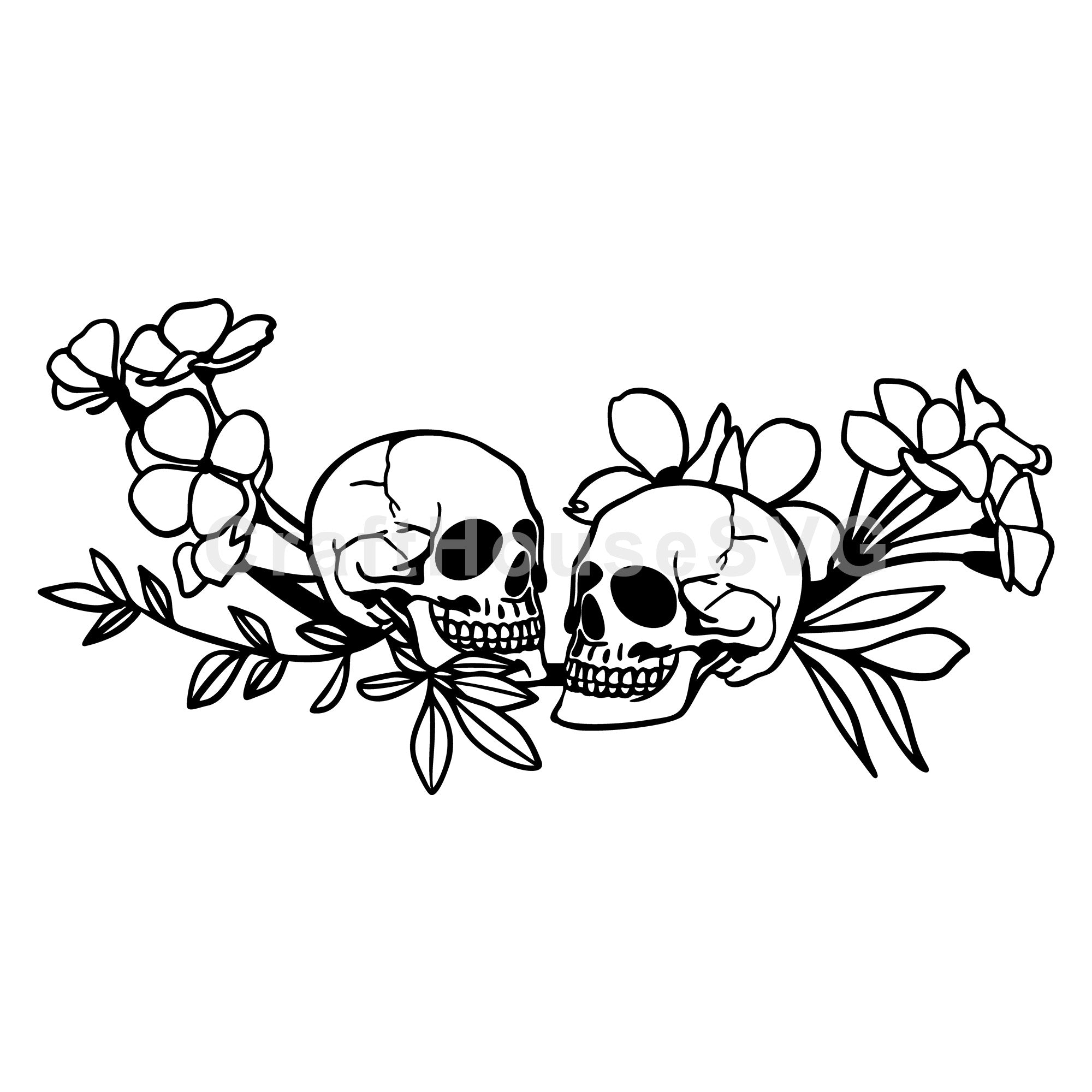 Floral Skull Bouquet SVG Halloween Cut File