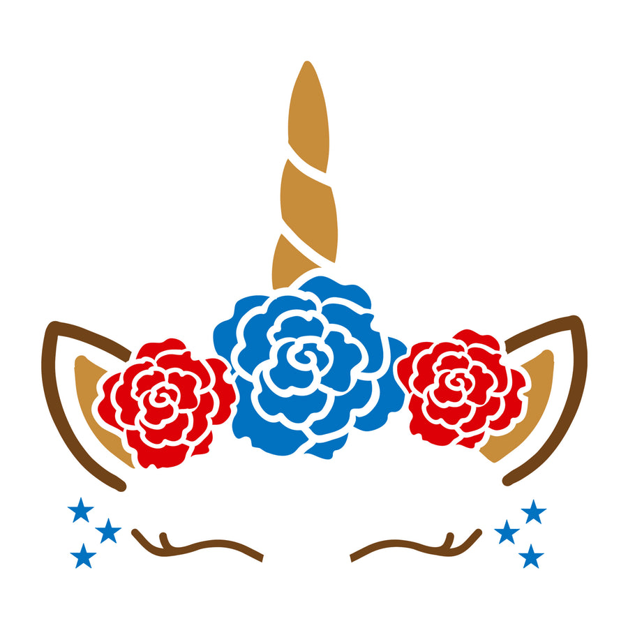 Floral 4th of July Unicorn SVG for Cricut, Silhouette, laser cutting, vinyl, sublimation, 4th of July shirts, patriotic signs, decals, mugs, and DIY craft projects.