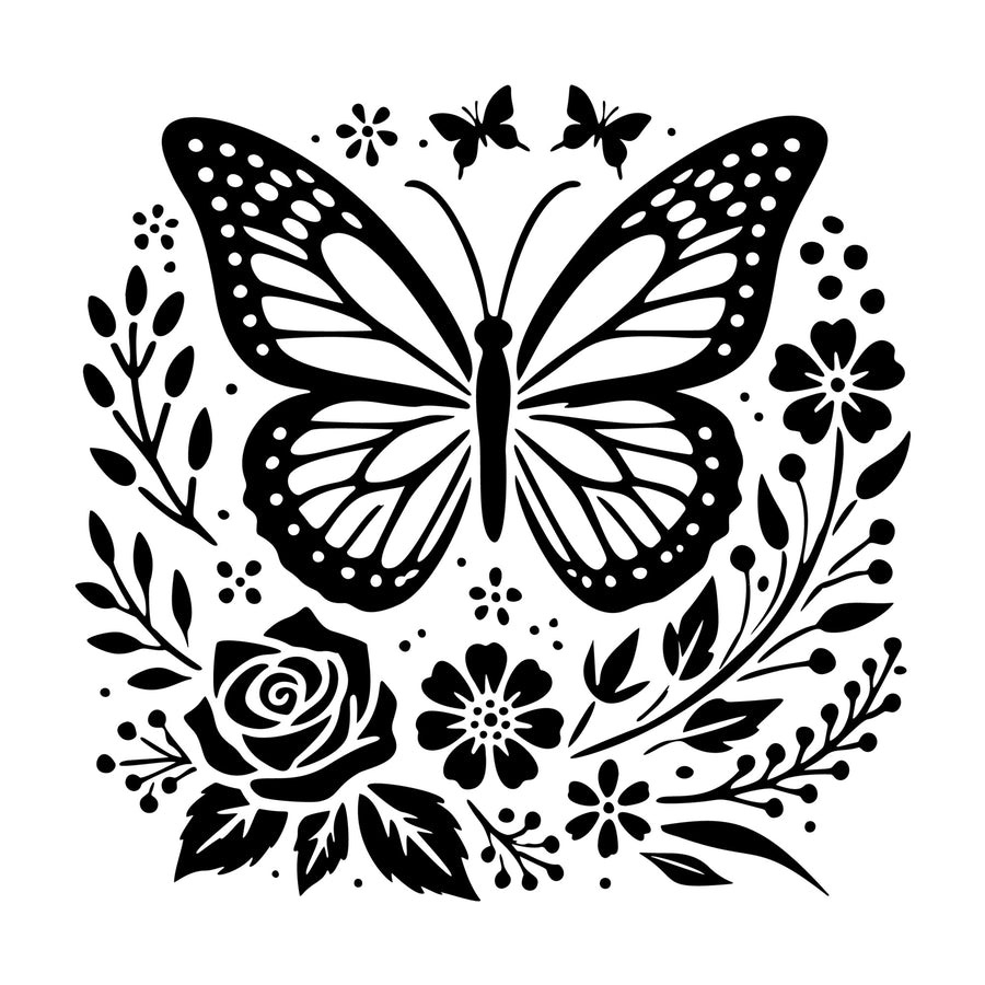 Floral Butterfly SVG design for Cricut, Silhouette, laser cutting, vinyl, sublimation, and craft projects.