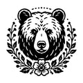 Floral Grizzly Bear Head SVG design for Cricut, Silhouette, laser cutting, vinyl, sublimation, and craft projects.