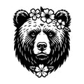 Floral Grizzly Bear Head SVG design for Cricut, Silhouette, laser cutting, vinyl, sublimation, and craft projects.