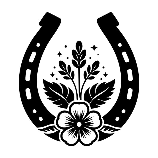Floral Horseshoe SVG design for Cricut, Silhouette, laser cutting, vinyl, sublimation, and craft projects.