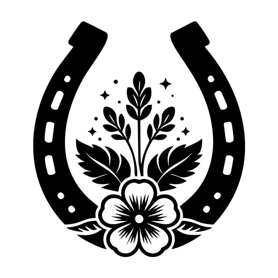 Floral Horseshoe SVG design for Cricut, Silhouette, laser cutting, vinyl, sublimation, and craft projects.
