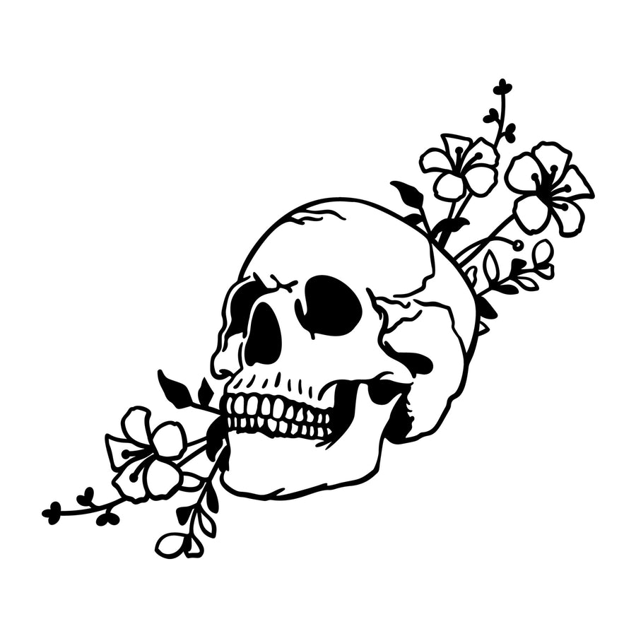 Floral Skull SVG design for Cricut, Silhouette, laser cutting, vinyl, sublimation, and Halloween craft projects.