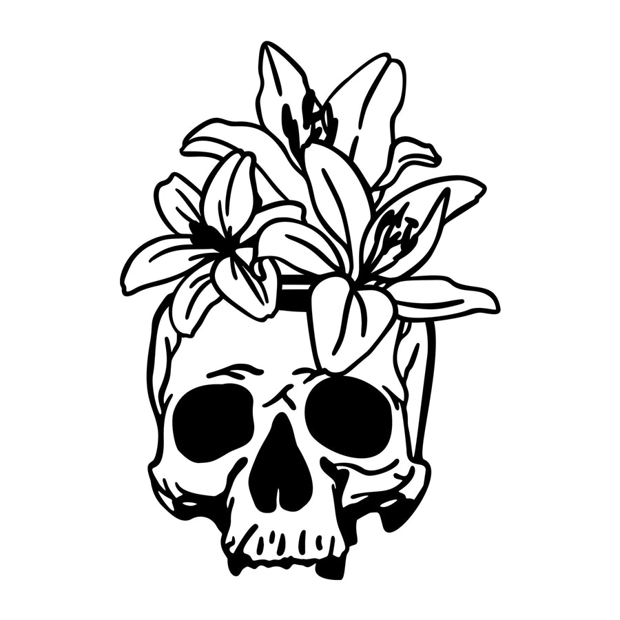 Floral Skull SVG design for Cricut, Silhouette, laser cutting, vinyl, sublimation, and Halloween craft projects.