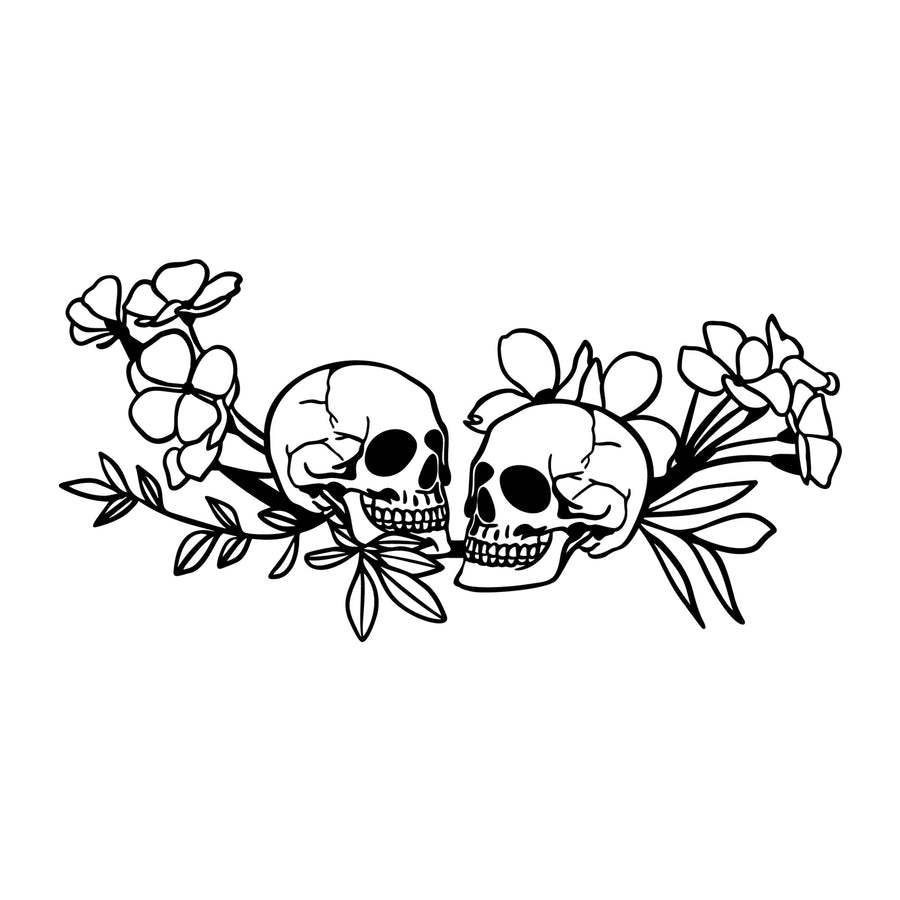 Floral Skull Bouquet SVG design for Cricut, Silhouette, laser cutting, vinyl, sublimation, and Halloween craft projects.
