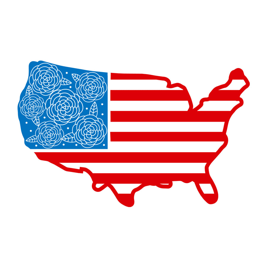 Floral USA Flag SVG for Cricut, Silhouette, laser cutting, vinyl, sublimation, 4th of July shirts, patriotic signs, decals, mugs, and DIY craft projects.