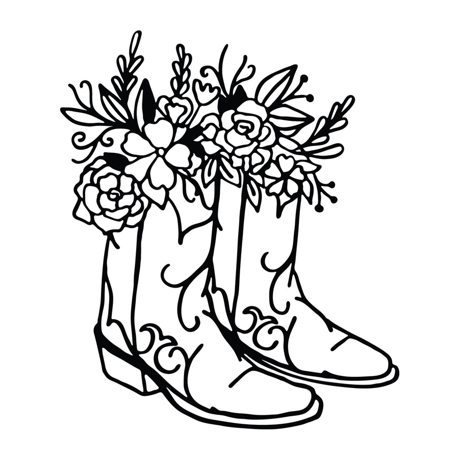 Floral Cowboy Boots SVG design for Cricut, Silhouette, laser cutting, vinyl, sublimation, shirts, decals, mugs, and DIY craft projects.