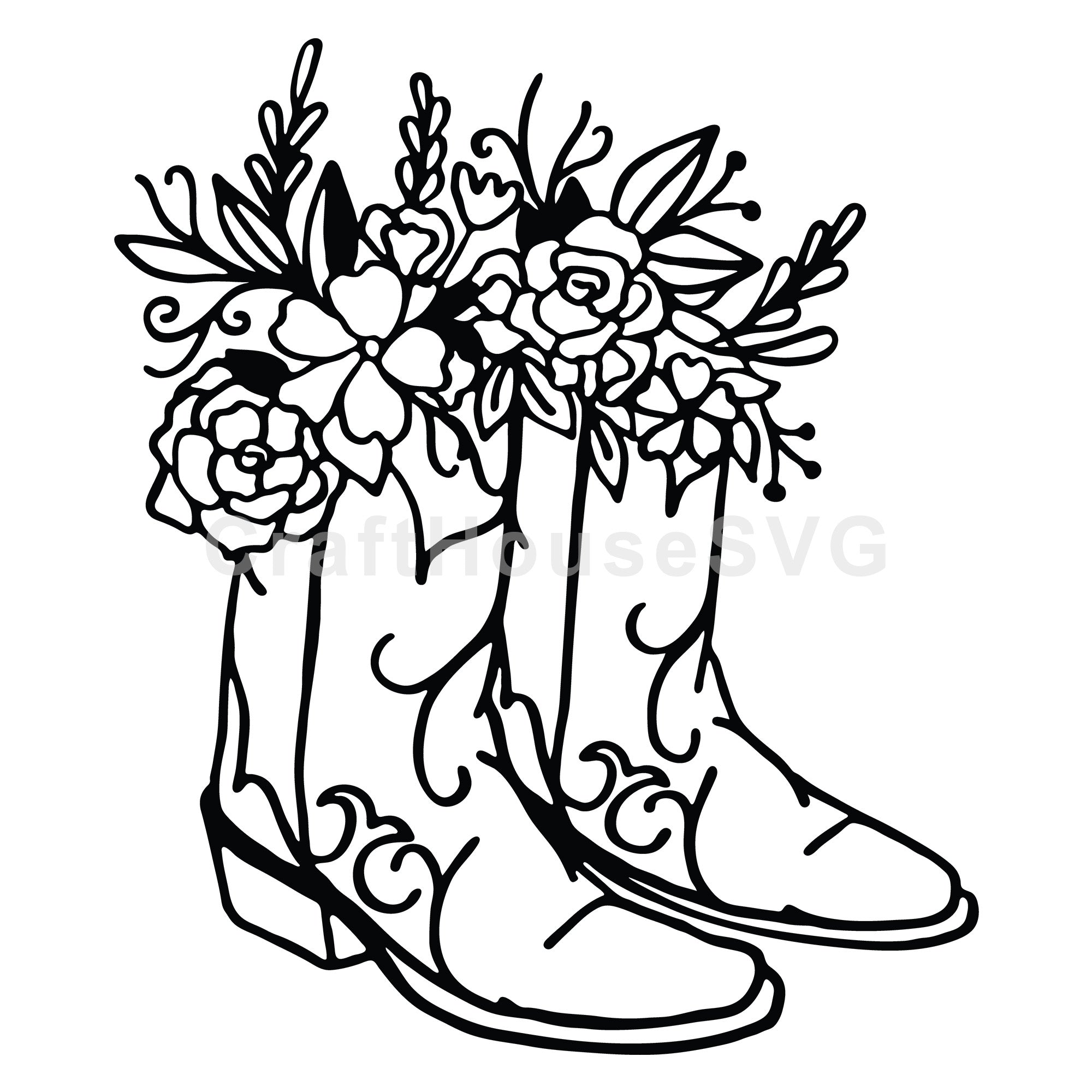 Floral cowboy boots SVG