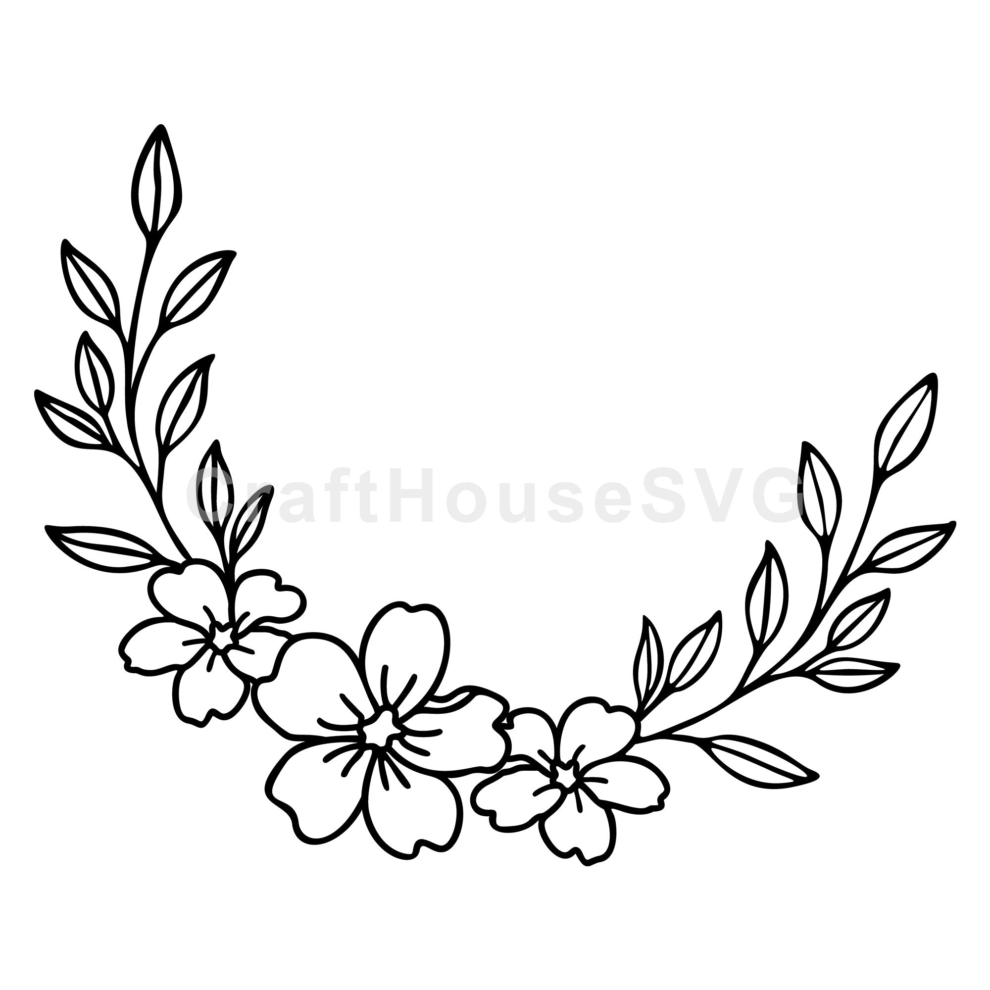 Floral Wreath Family Monogram SVG