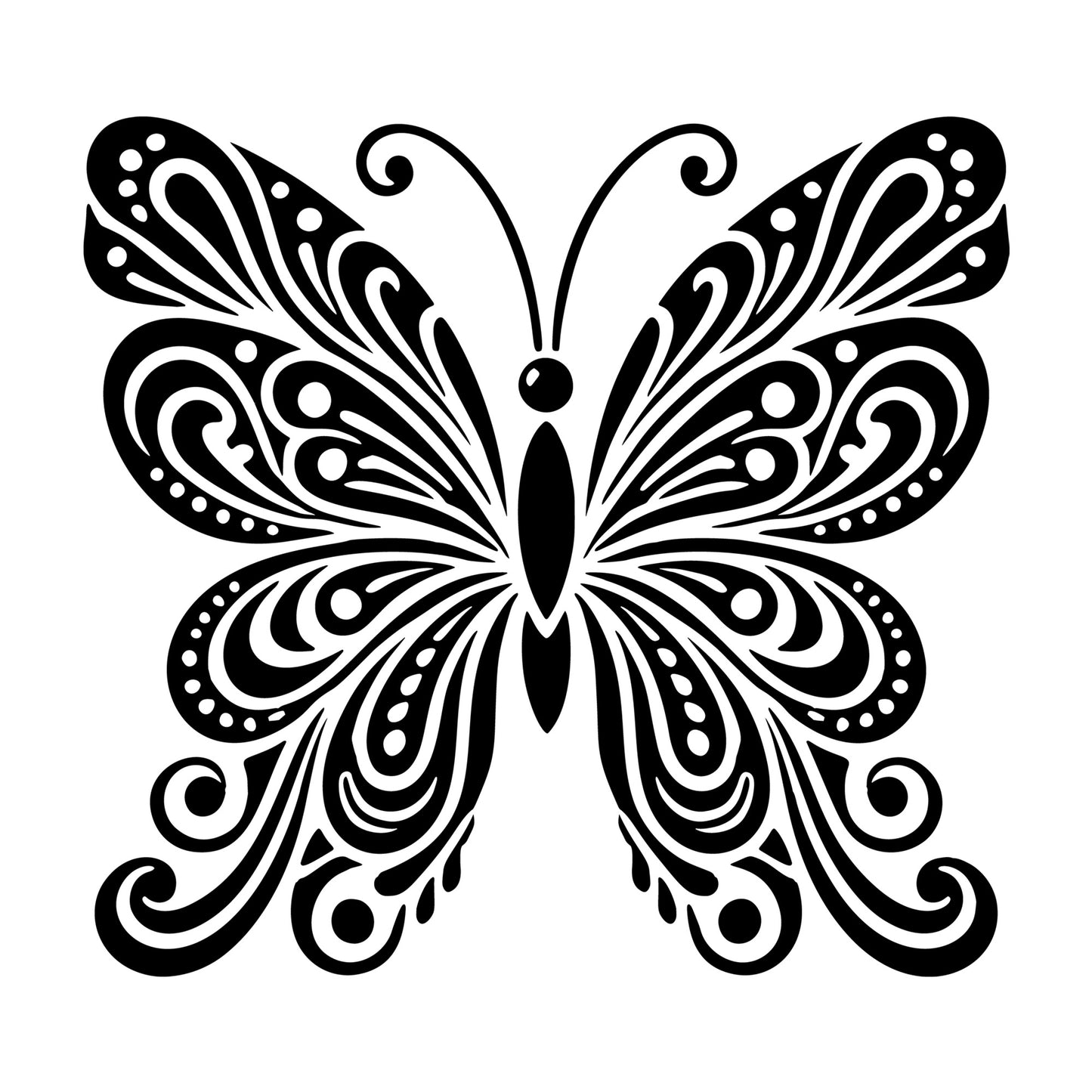 Flourish Butterfly SVG design for Cricut, Silhouette, laser cutting, vinyl, sublimation, and craft projects.
