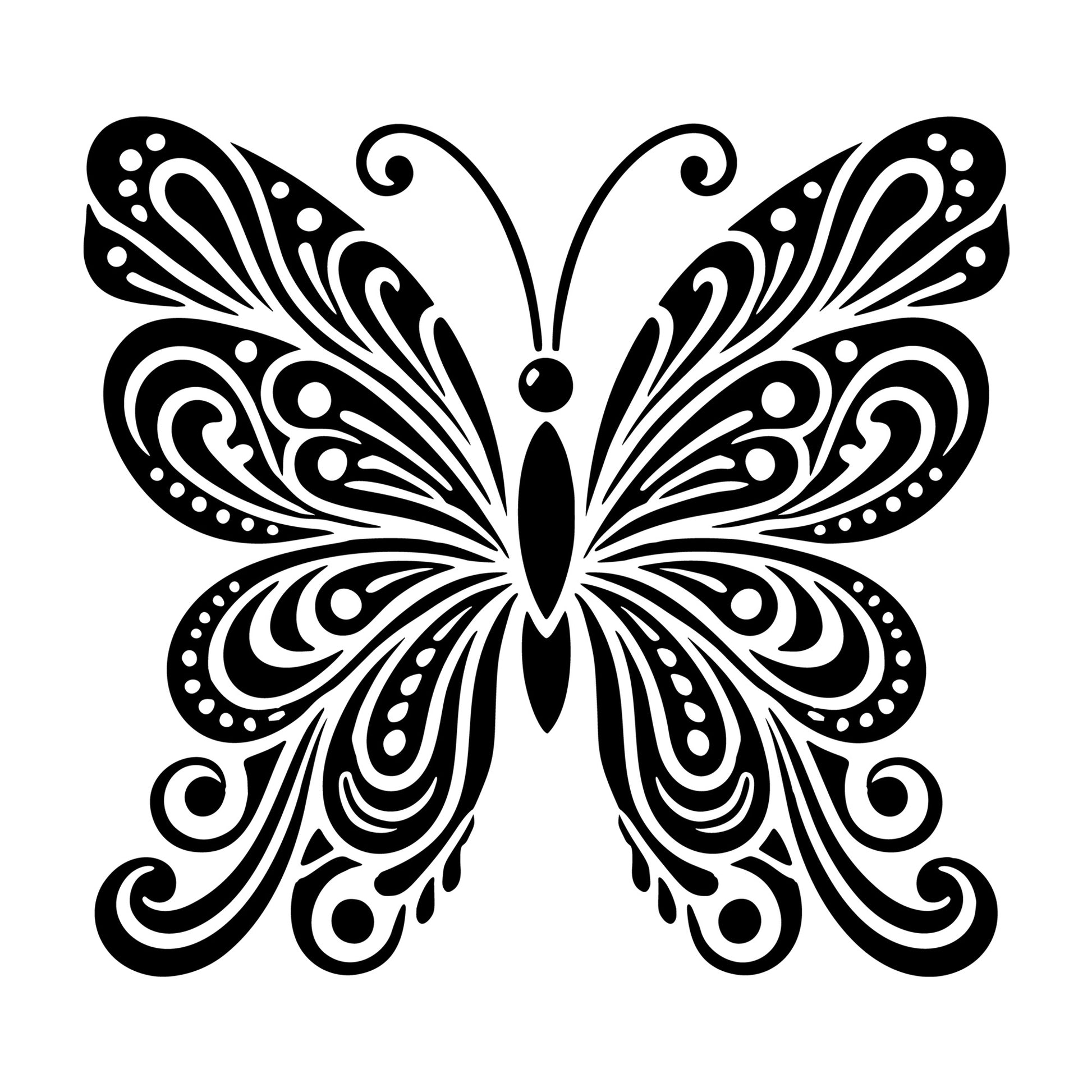 Flourish Butterfly SVG design for Cricut, Silhouette, laser cutting, vinyl, sublimation, and craft projects.