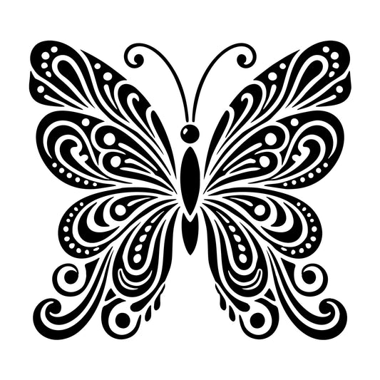 Flourish Butterfly SVG design for Cricut, Silhouette, laser cutting, vinyl, sublimation, and craft projects.