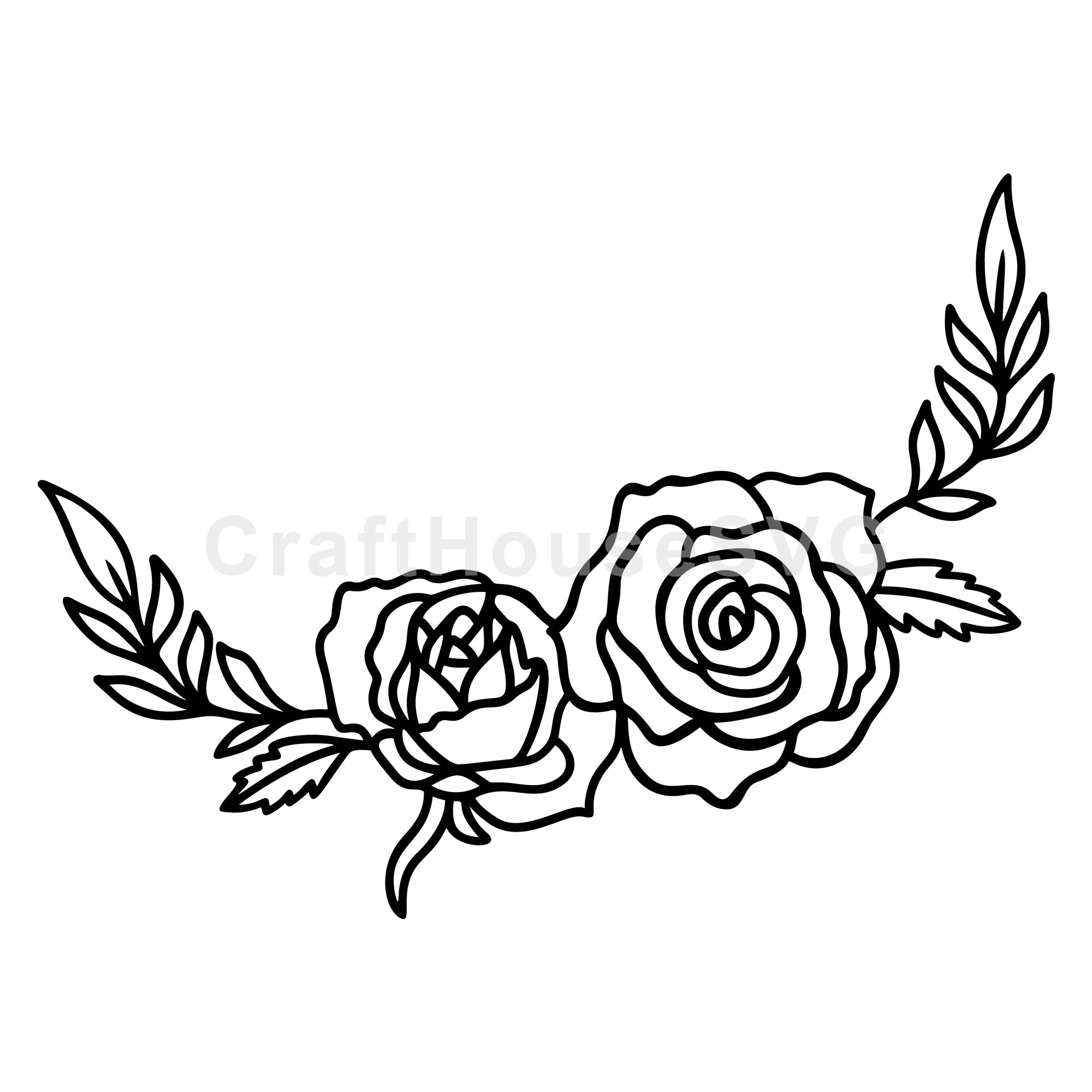 Twin Rose Garland SVG