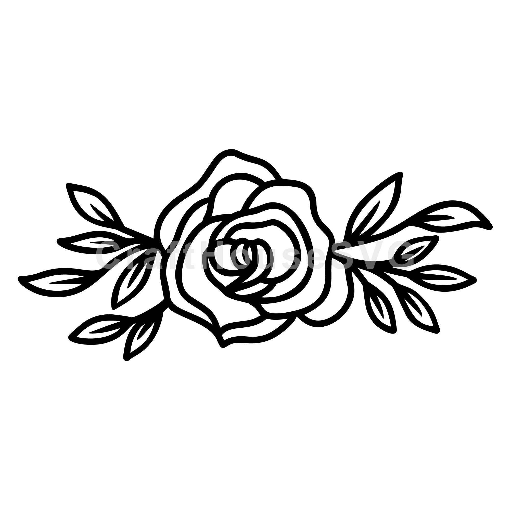 Floral Sprig Rose Garland SVG