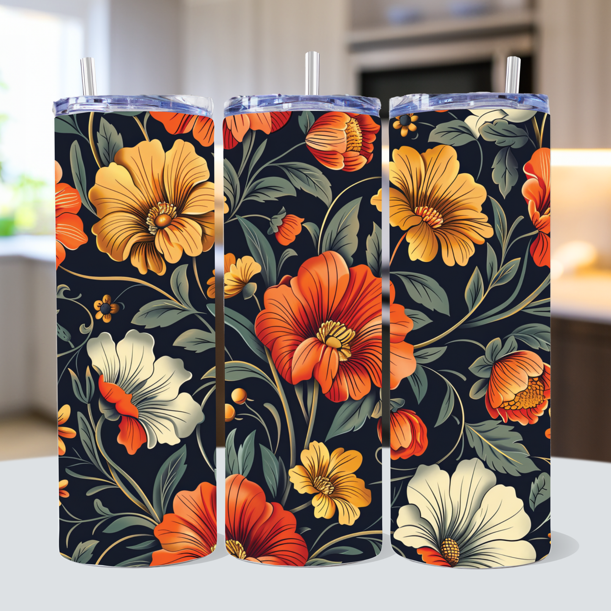 Flowers Tumbler Sublimation Bundle PNG 20 oz - Craft House SVG