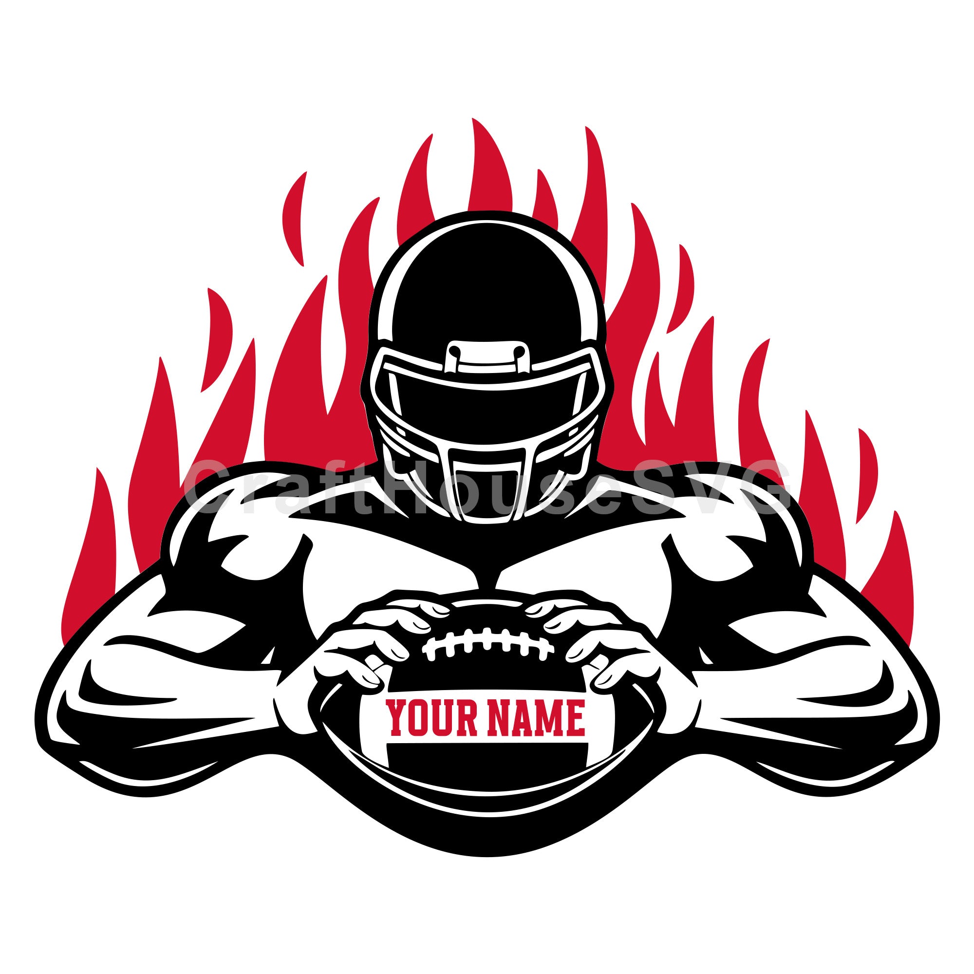 Football Player Customizable Name Fire SVG