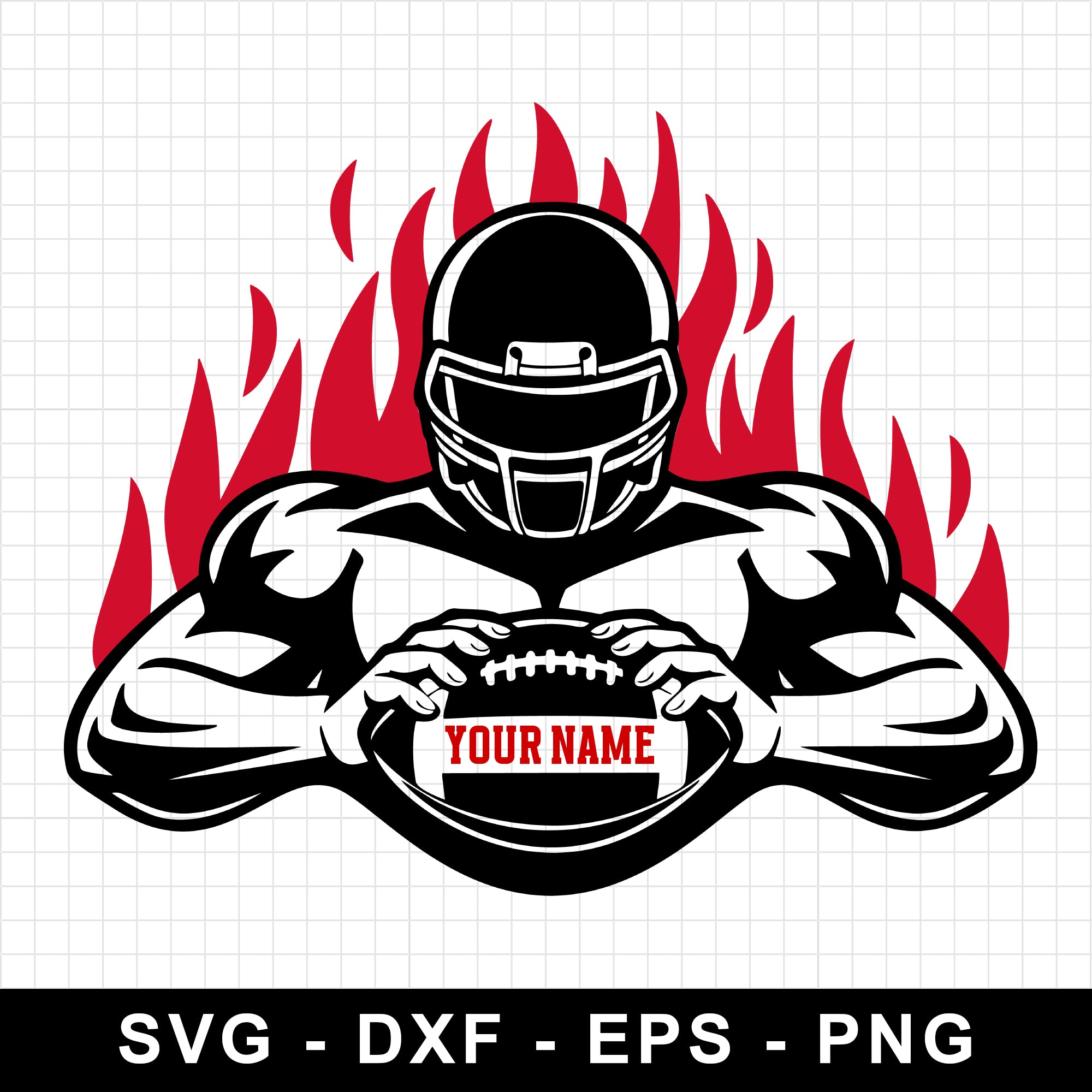 Football Player Customizable Name Fire SVG