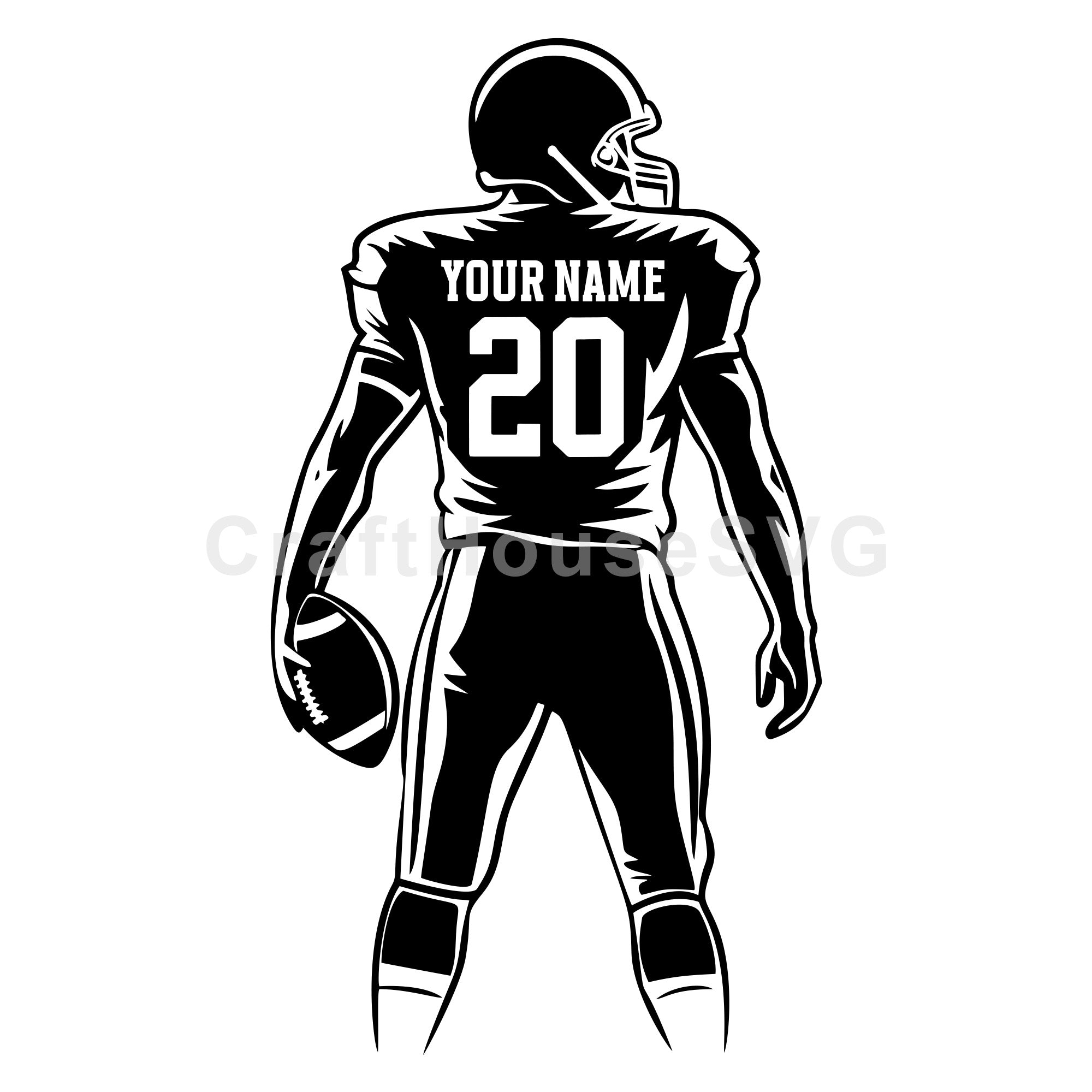 Football Player Customizable Name and Number SVG