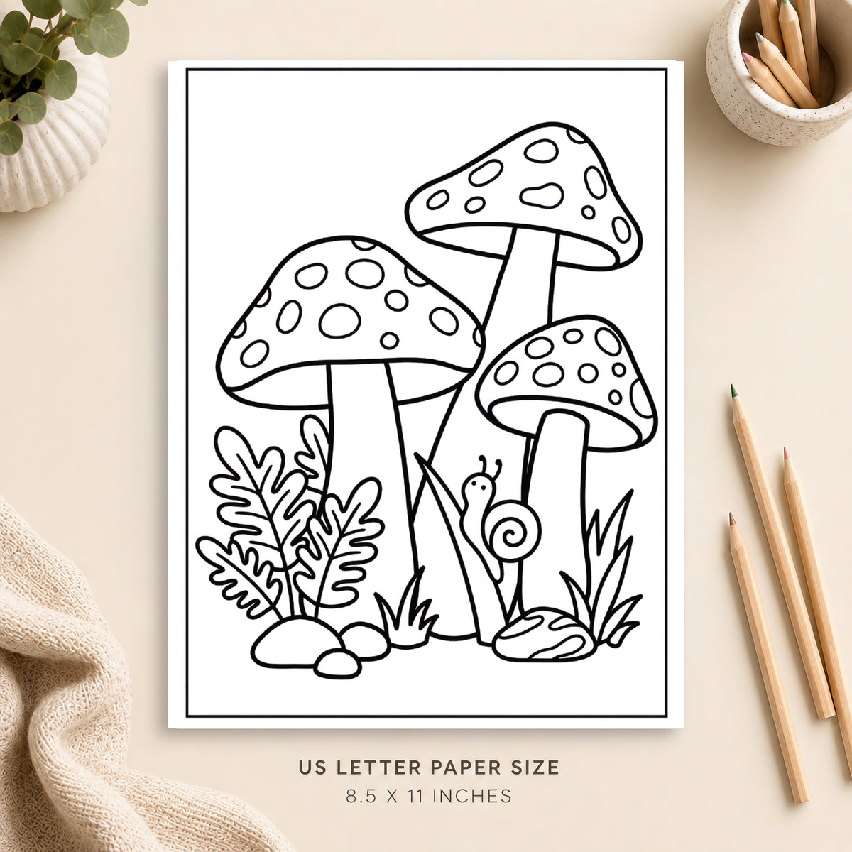 Forest Mushrooms Coloring Page 1
