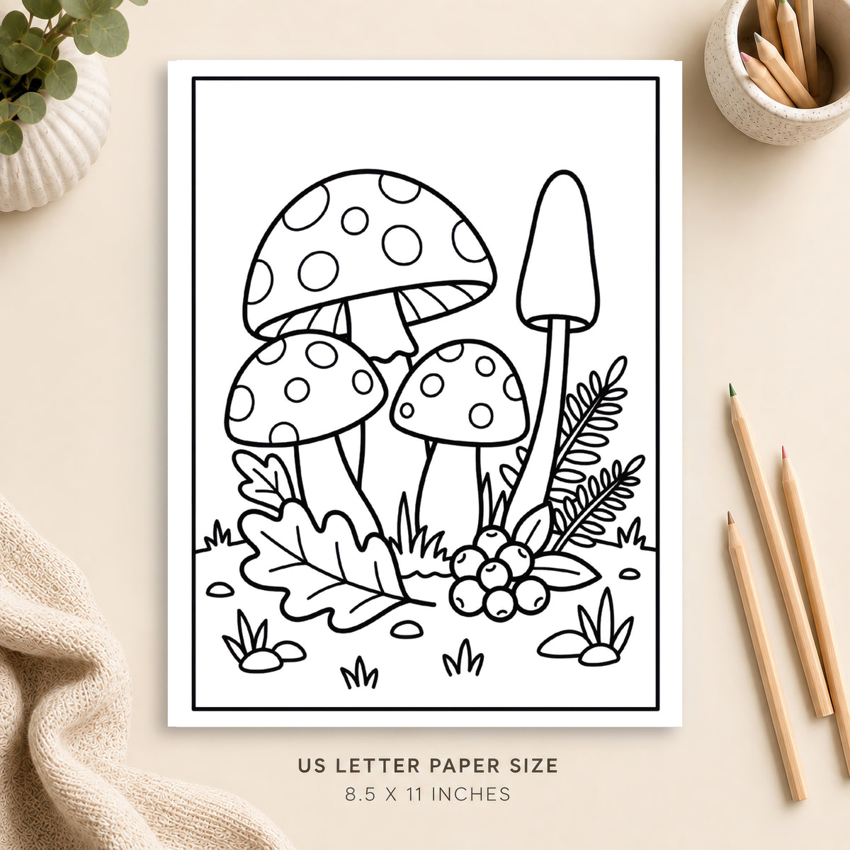 Forest Mushrooms Coloring Page 5