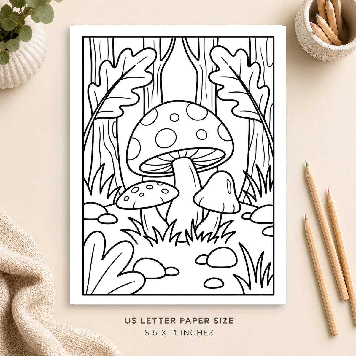 Forest Mushrooms Coloring Page 6