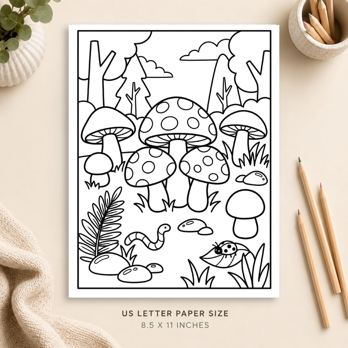 Forest Mushrooms Coloring Page 7