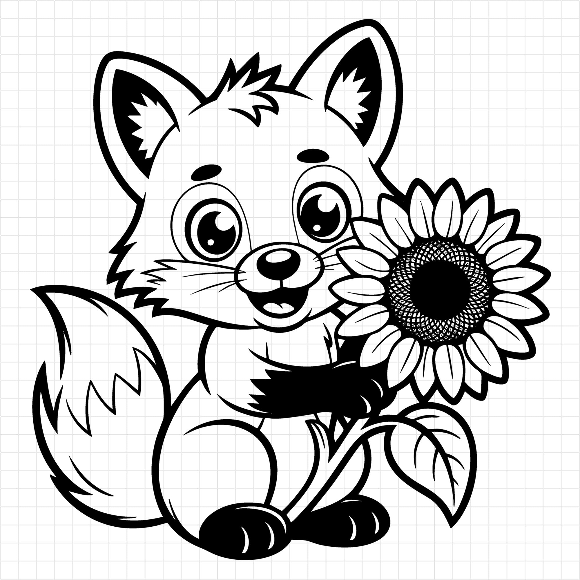 Fox Holding Sunflower SVG
