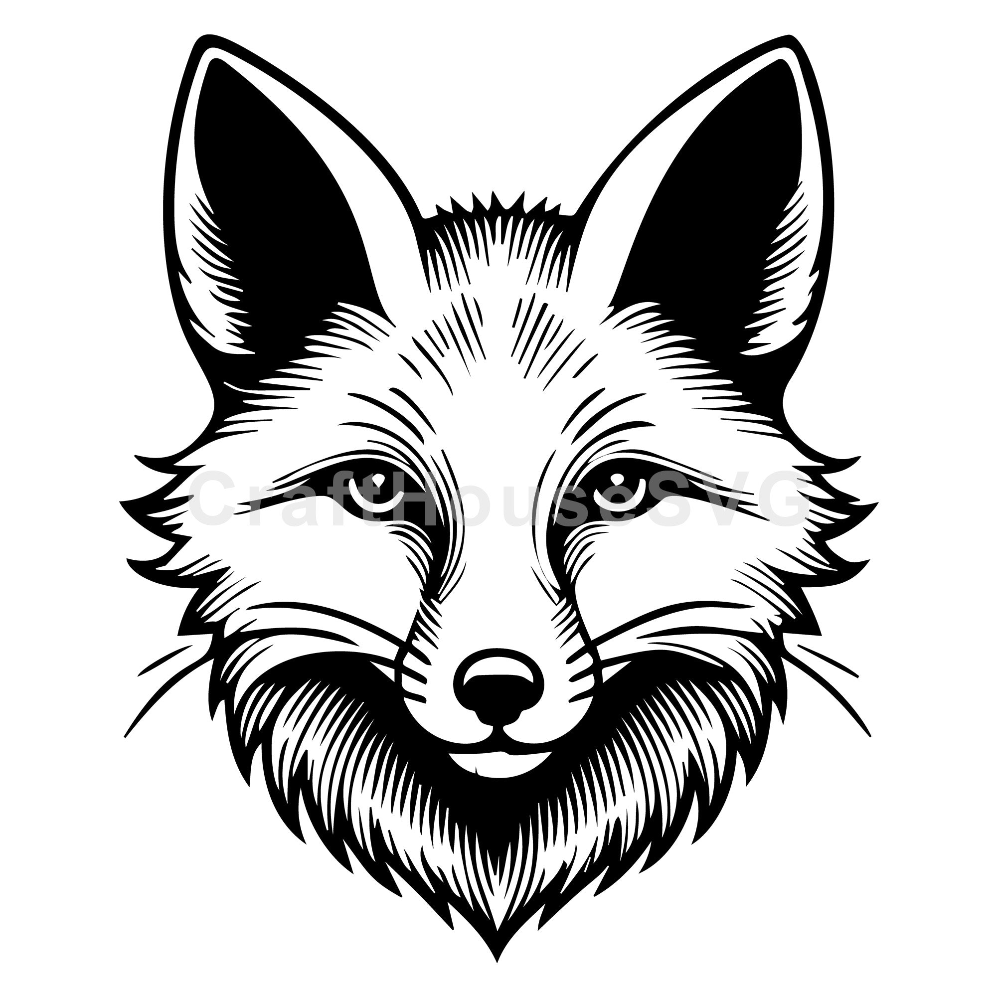 Fox Head With Fluffy Cheeks SVG