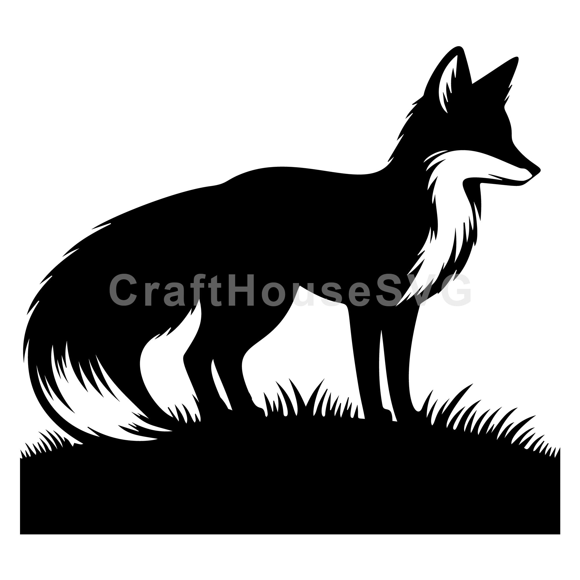 Standing Fox On Hill Silhouette SVG