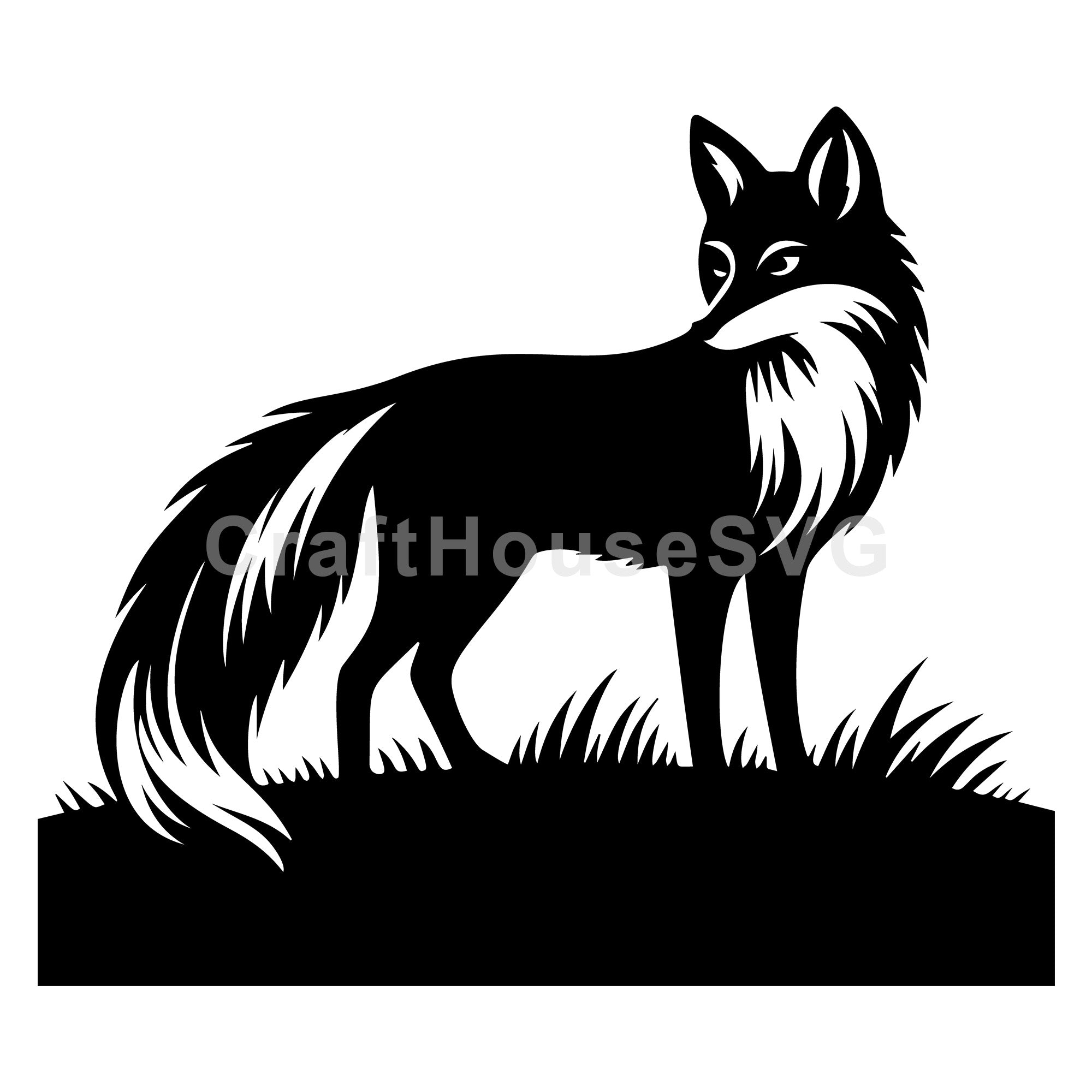 Fox Looking Back Silhouette SVG