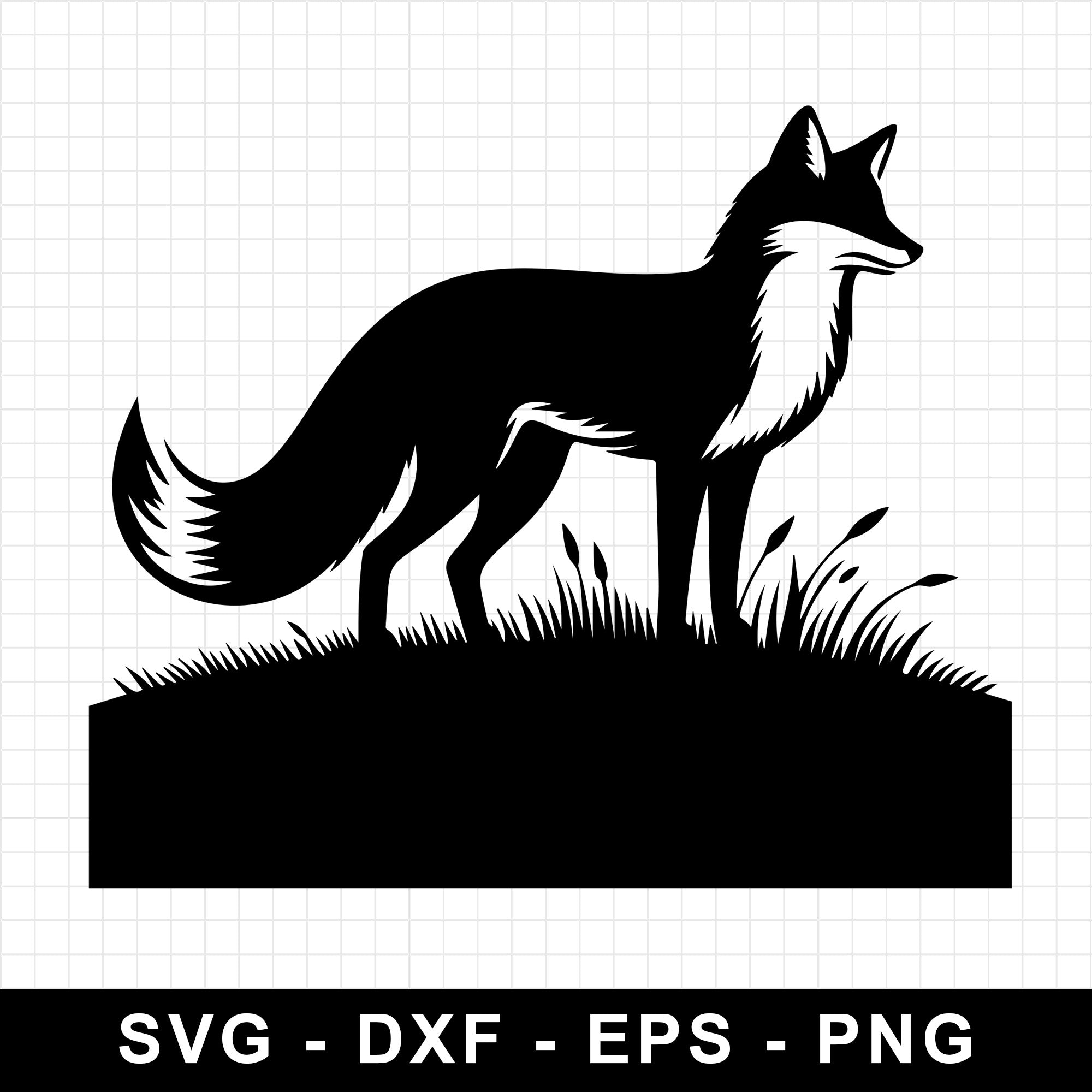 Fox On Grass Hill Silhouette SVG