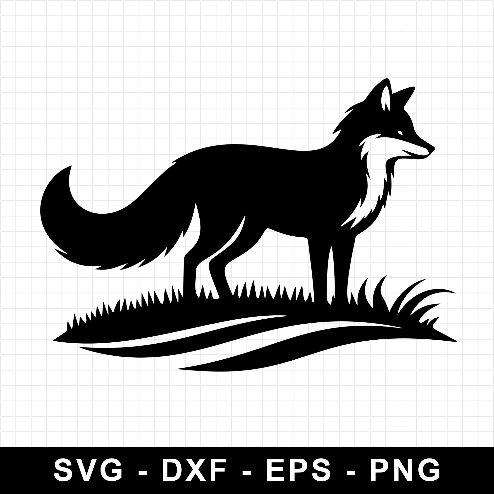 Fox On Rolling Hills Silhouette SVG