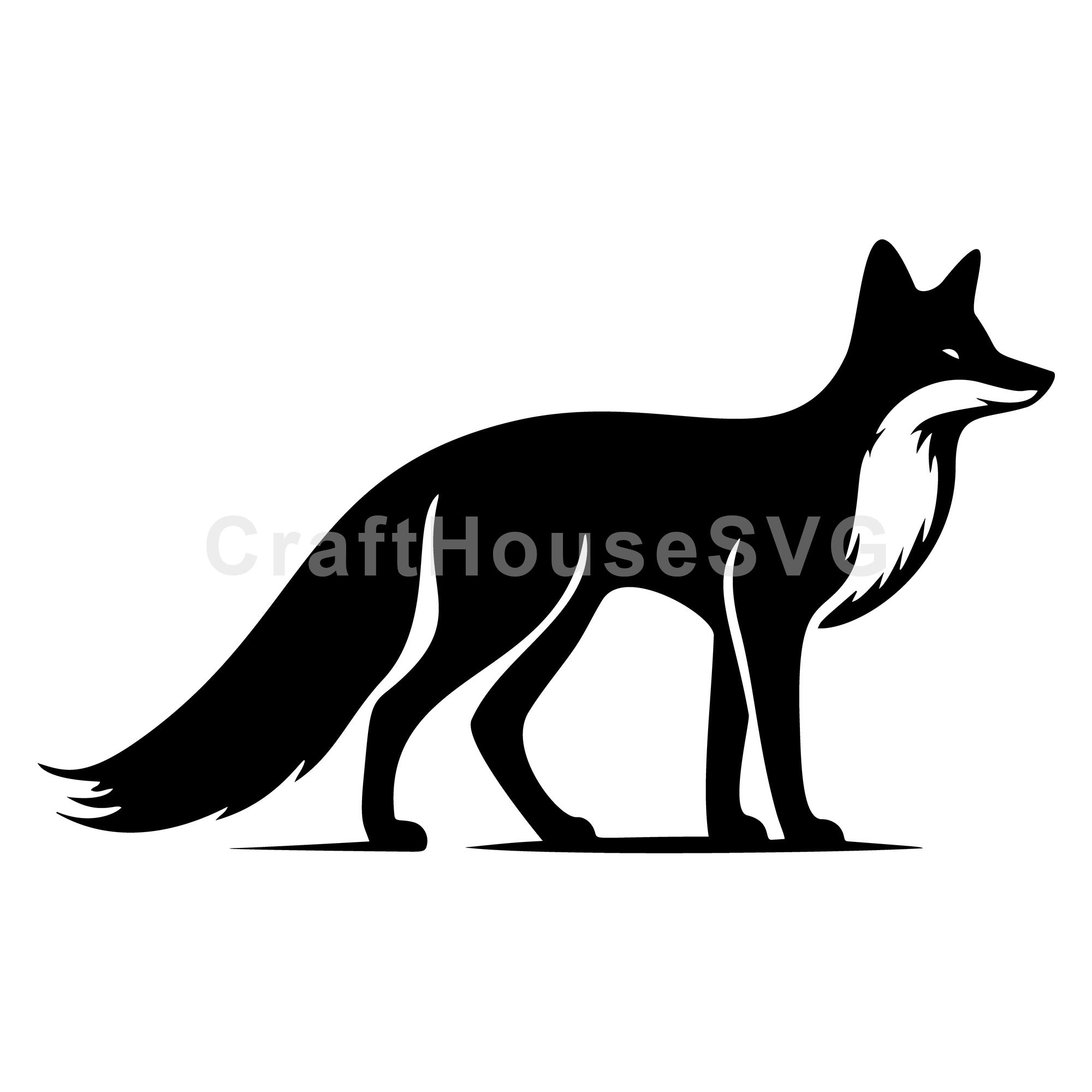 Standing Fox With Bushy Tail SVG