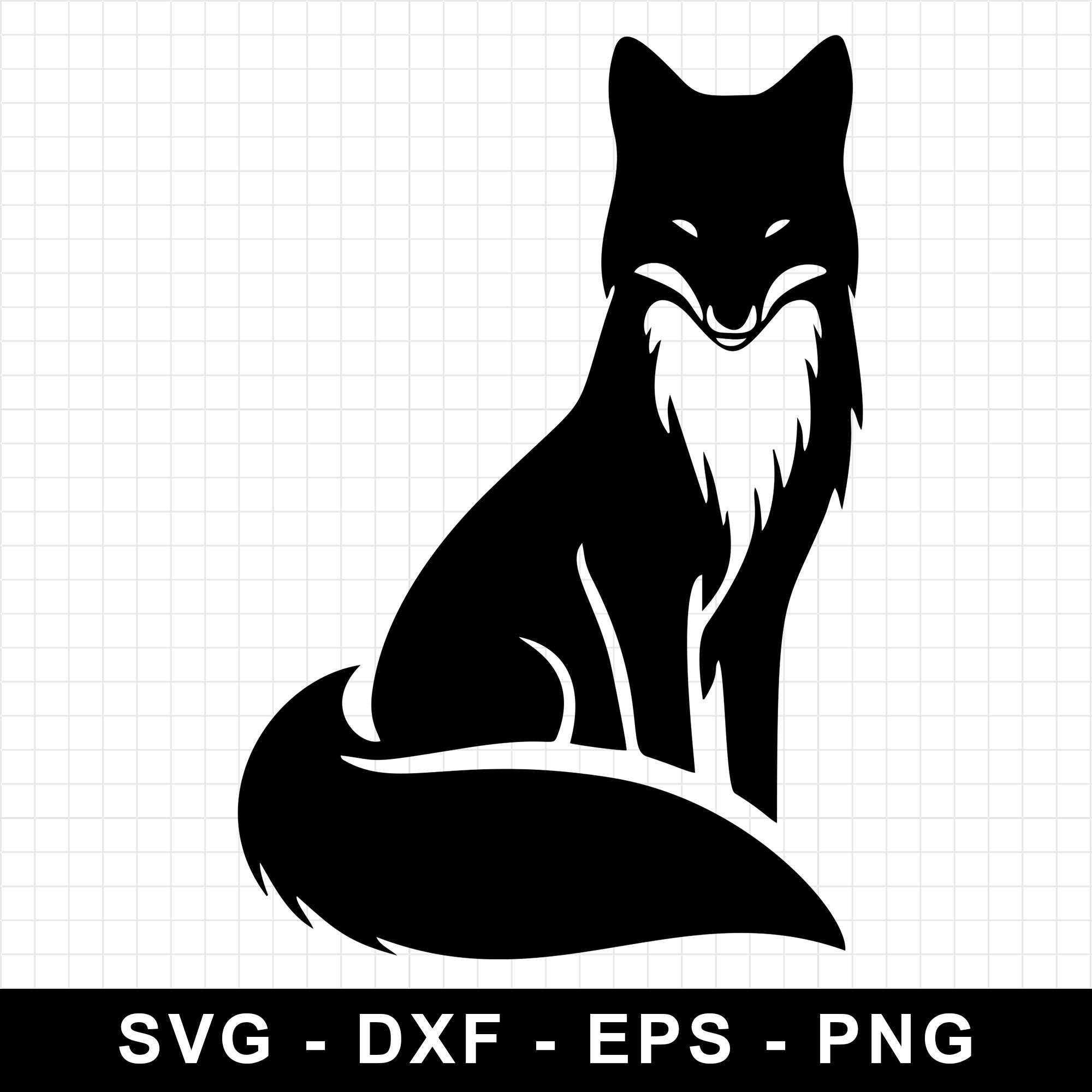 Sitting Fox With Curled Tail SVG