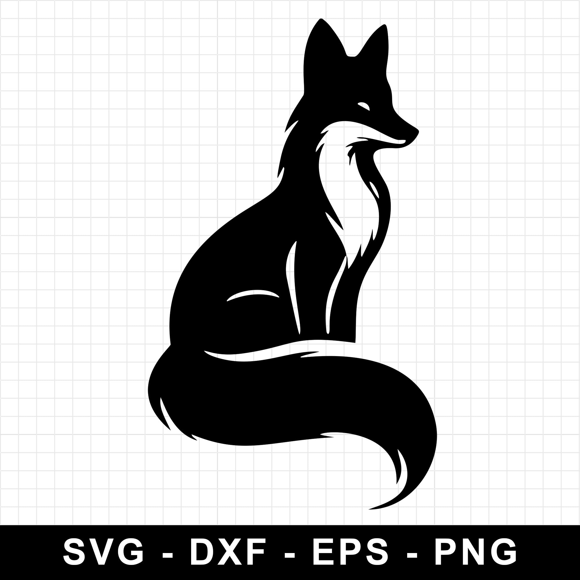 Elegant Sitting Fox Silhouette SVG