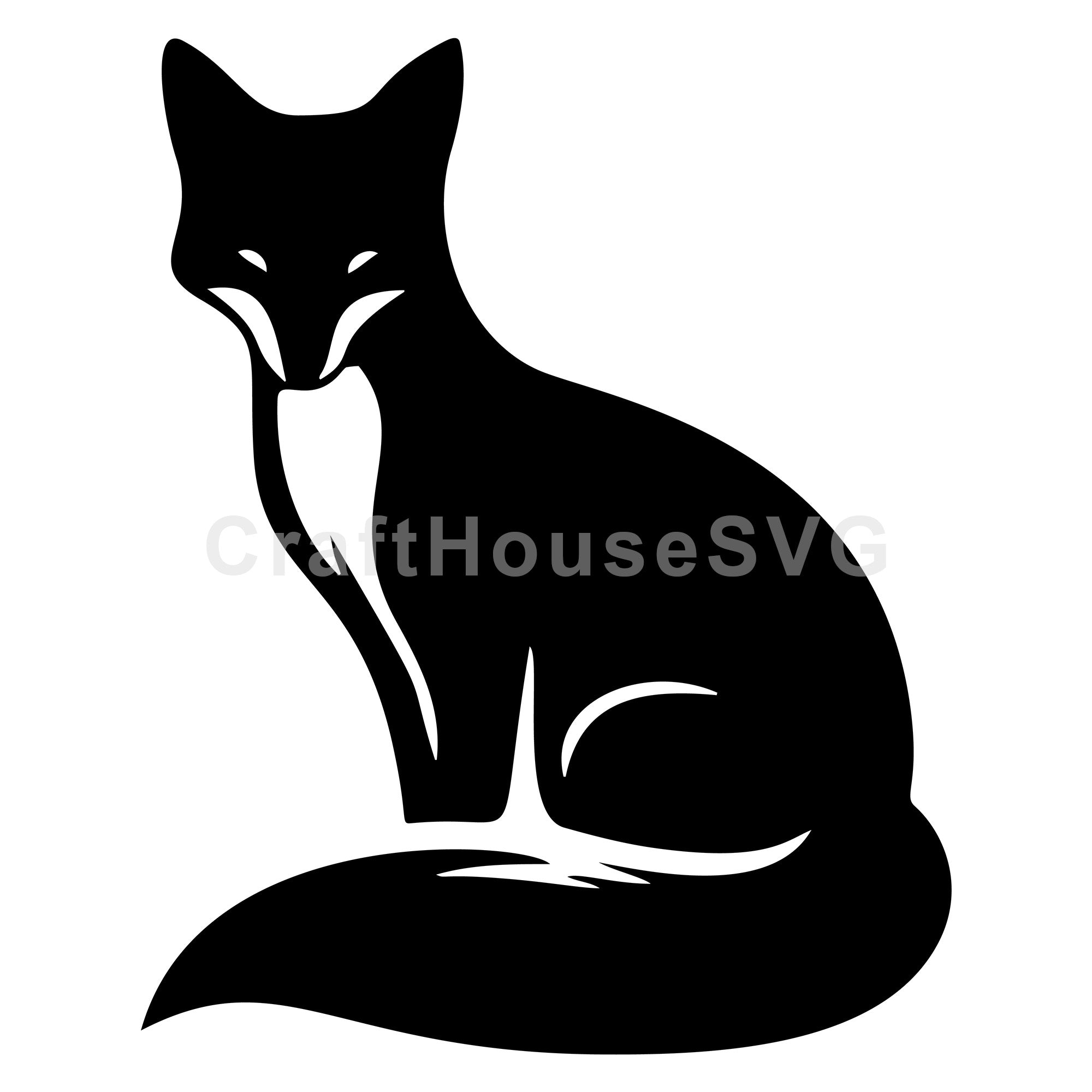 Minimalist Sitting Fox Silhouette SVG