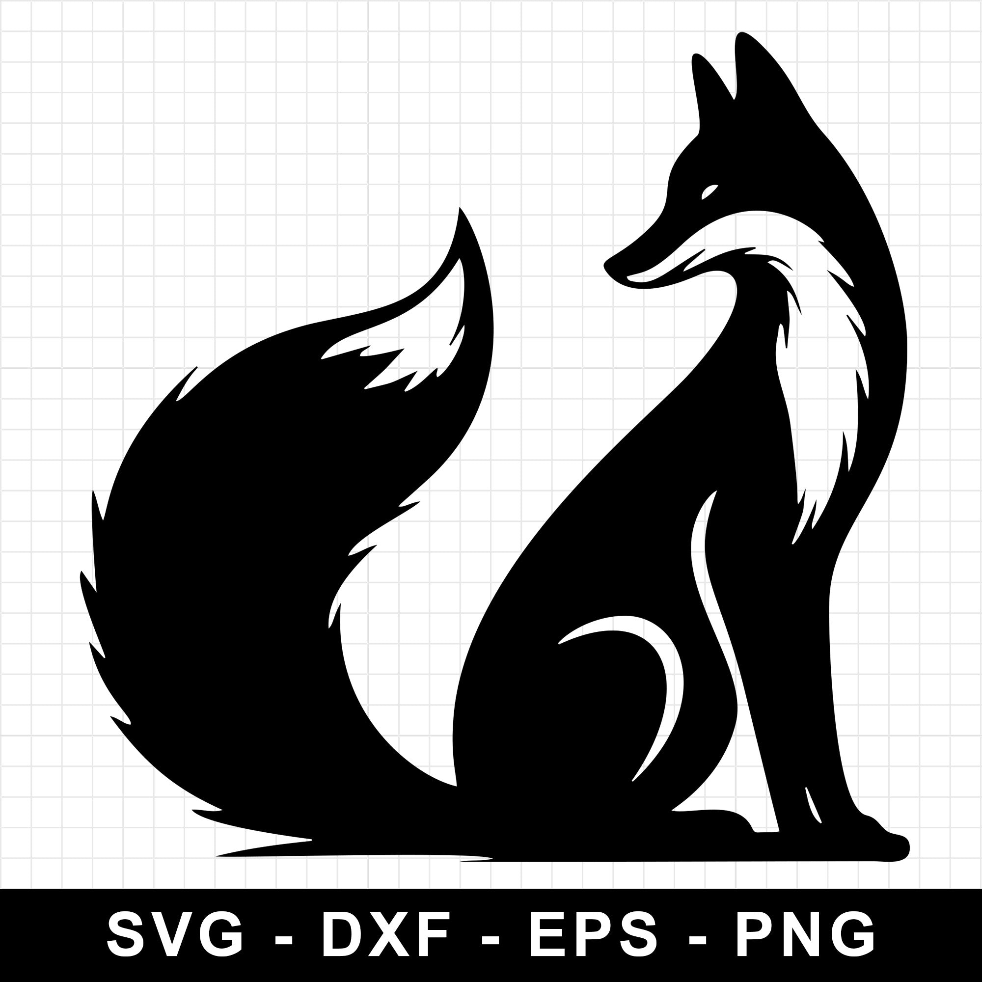 Elegant Sitting Fox Silhouette SVG