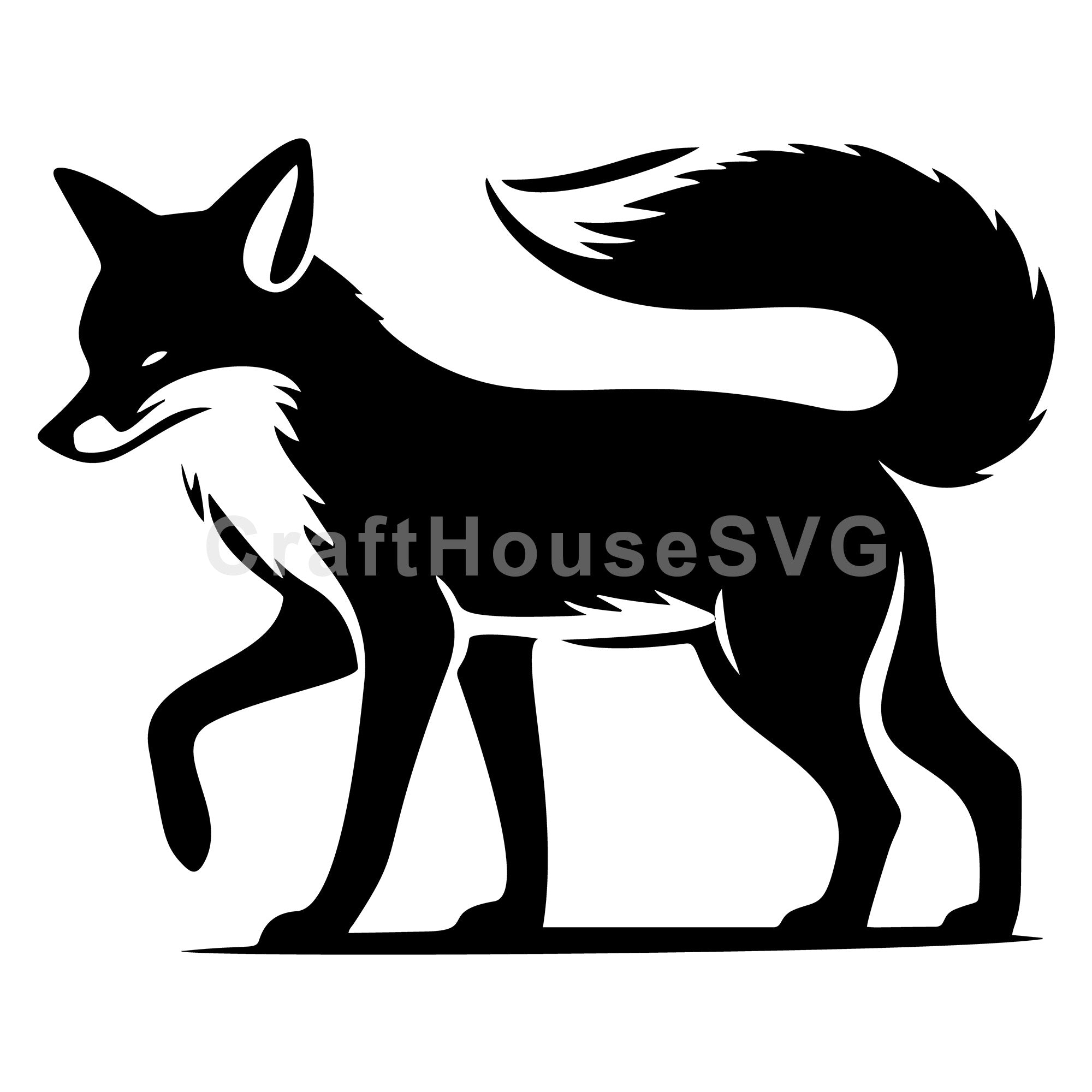 Walking Fox with Raised Paw Silhouette SVG