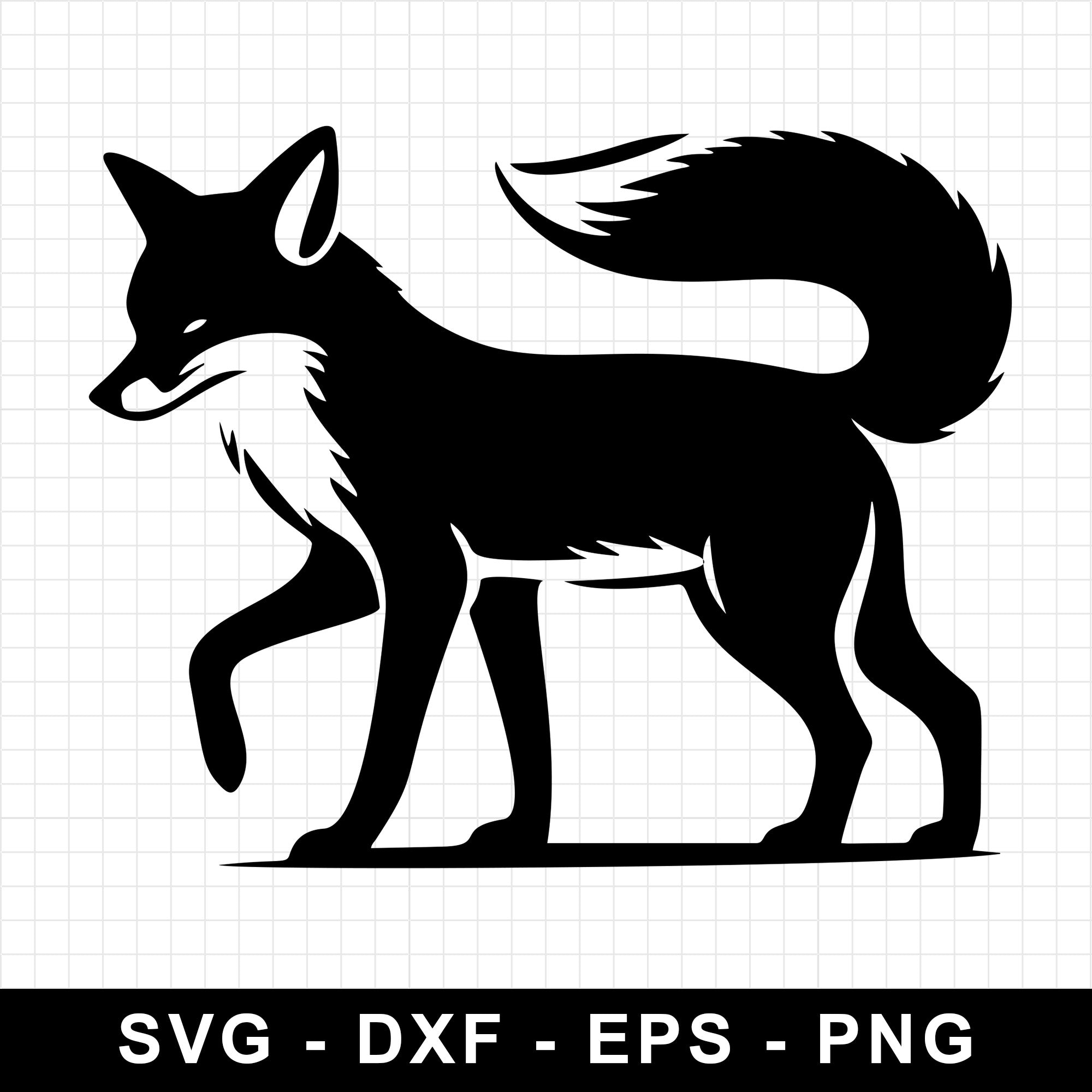 Walking Fox with Raised Paw Silhouette SVG